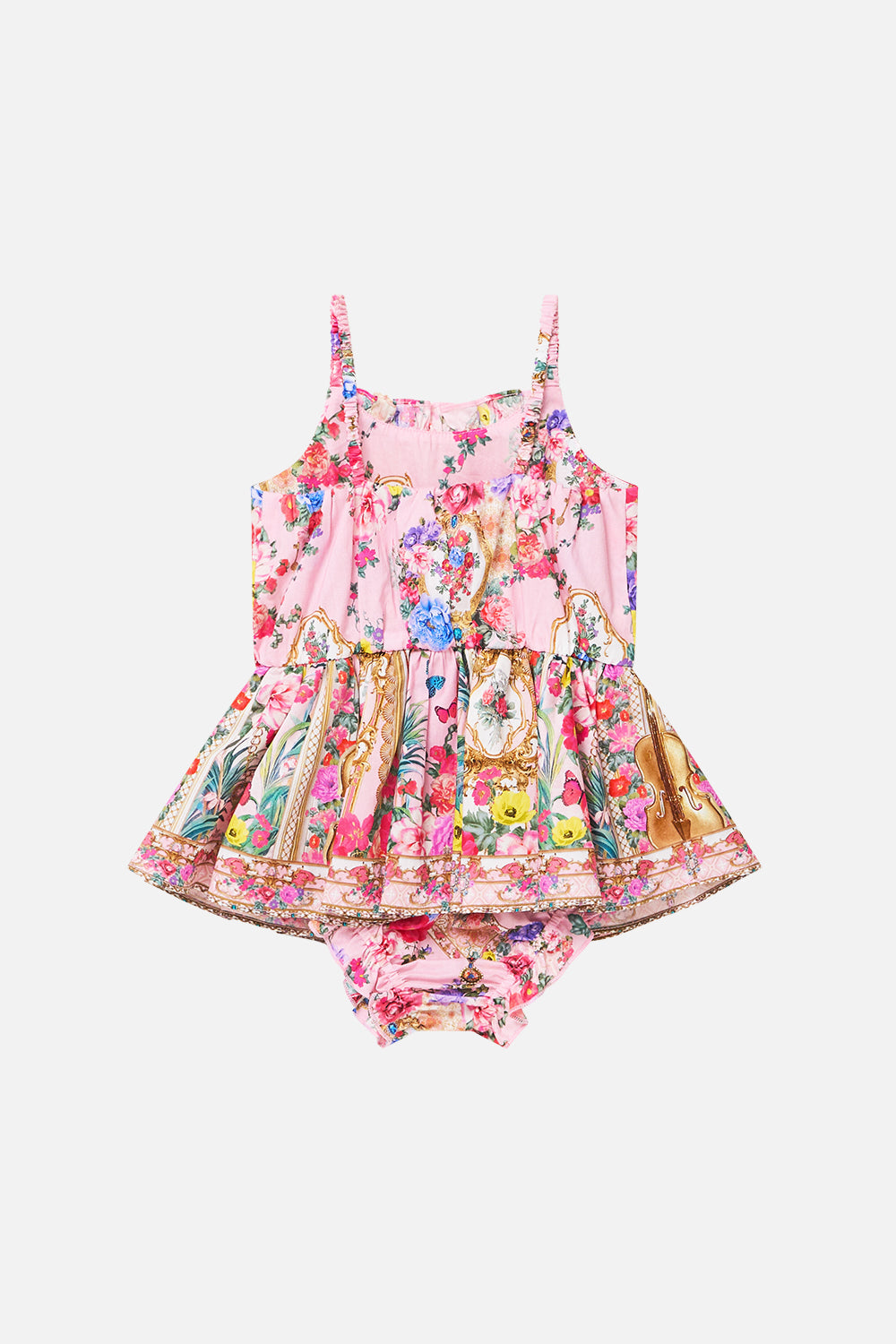The CAMILLA Babies Jump Dress W/ Frill Neck She's No Wallflower in our She's No Wallflower print.