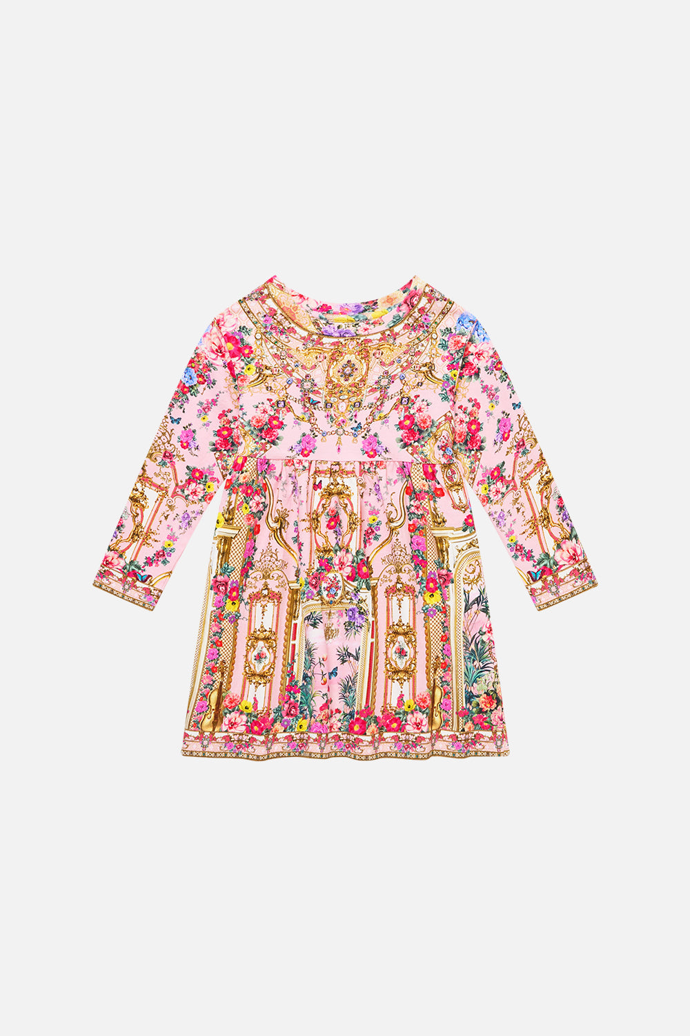 The CAMILLA Kids Long Sleeve Fleece Dress She's No Wallflower in our She's No Wallflower print.