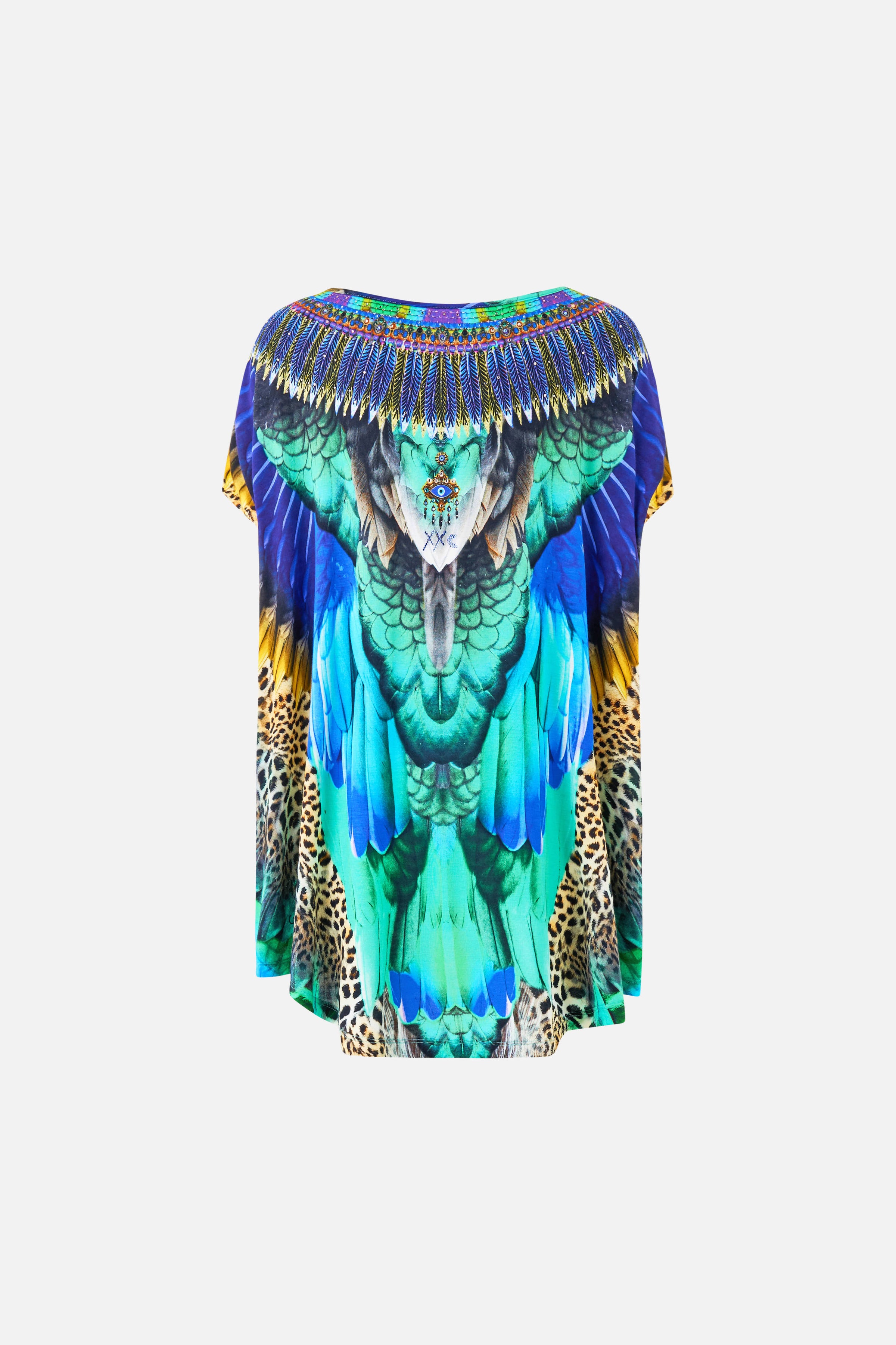 The CAMILLA BUTTON FRONT FRILL DRESS NOTES FROM THE BLUE ROOM in our  print.