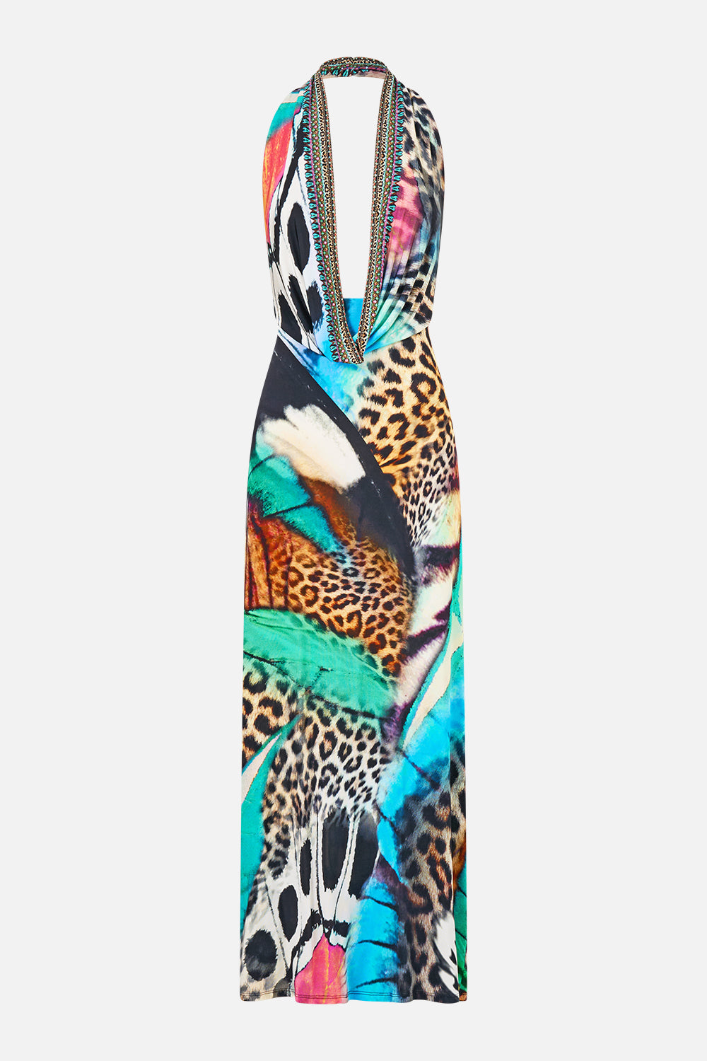 DEEP COWL PLUNGE DRESS BUTTERFLY BOHEMIA