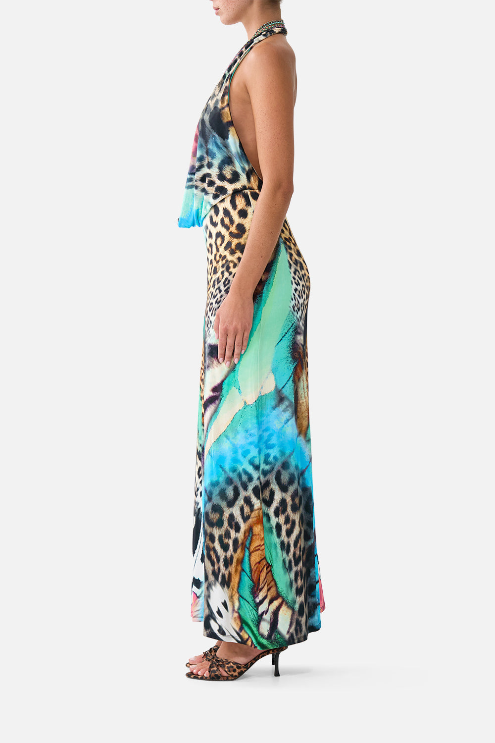 DEEP COWL PLUNGE DRESS BUTTERFLY BOHEMIA