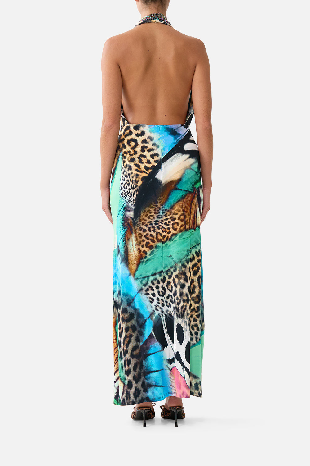 DEEP COWL PLUNGE DRESS BUTTERFLY BOHEMIA