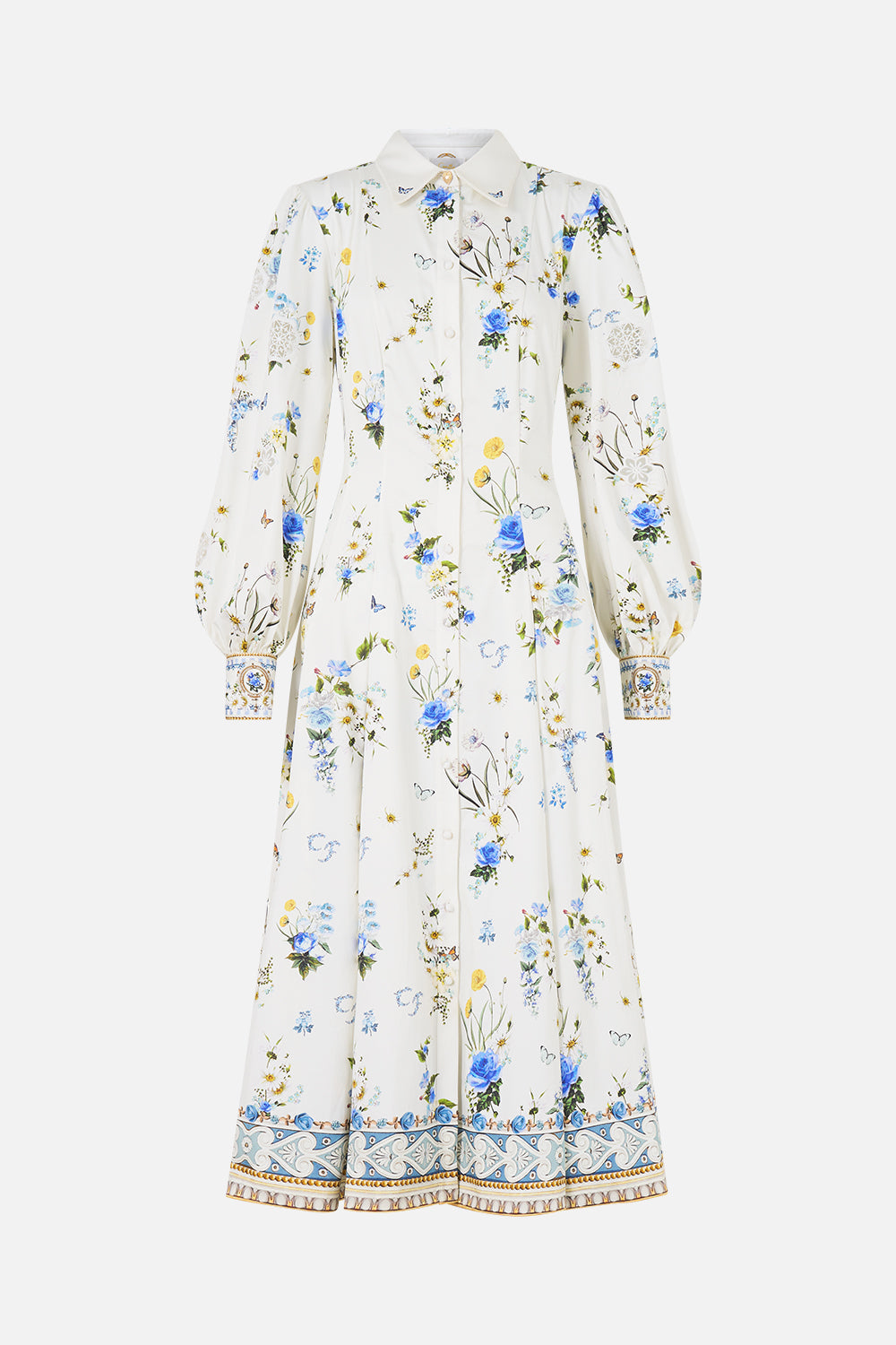 BUTTON FRONT MIDI SHIRT DRESS DANDELION SKIES