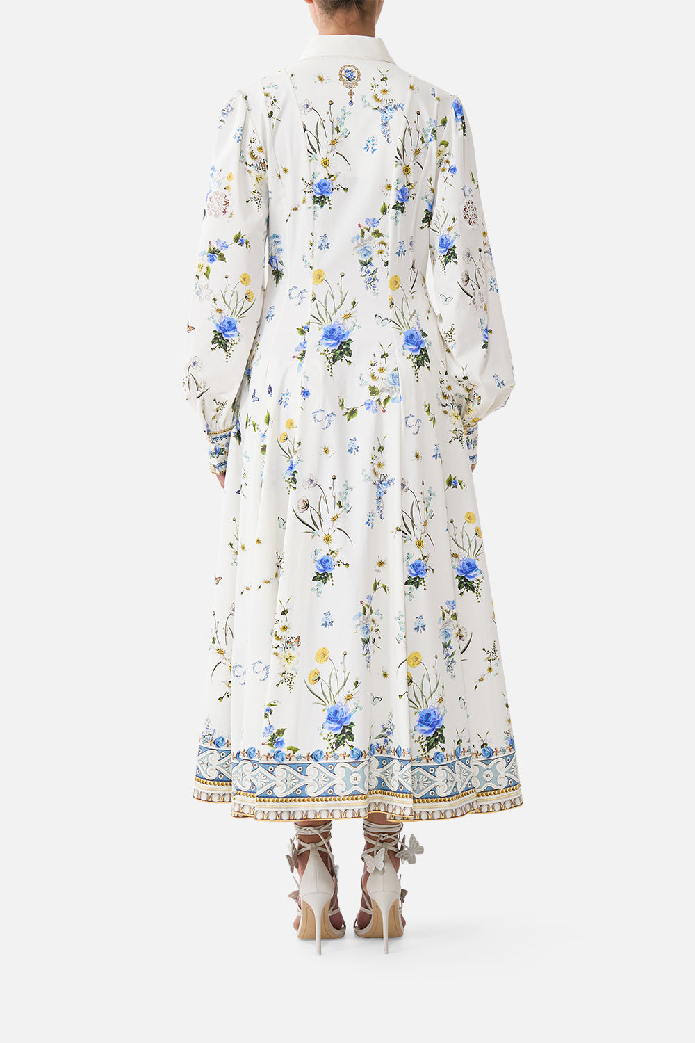 BUTTON FRONT MIDI SHIRT DRESS DANDELION SKIES