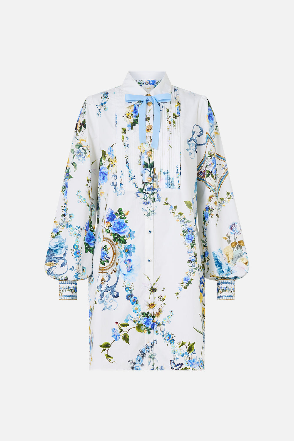 COLLARED SHIRT DRESS WITH PINTUCKS DANDELION SKIES