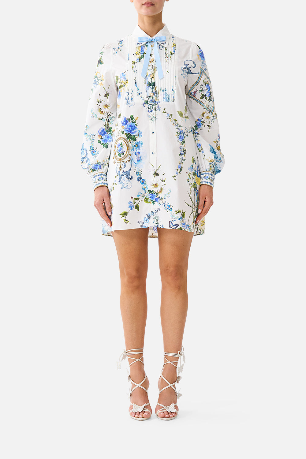 COLLARED SHIRT DRESS WITH PINTUCKS DANDELION SKIES