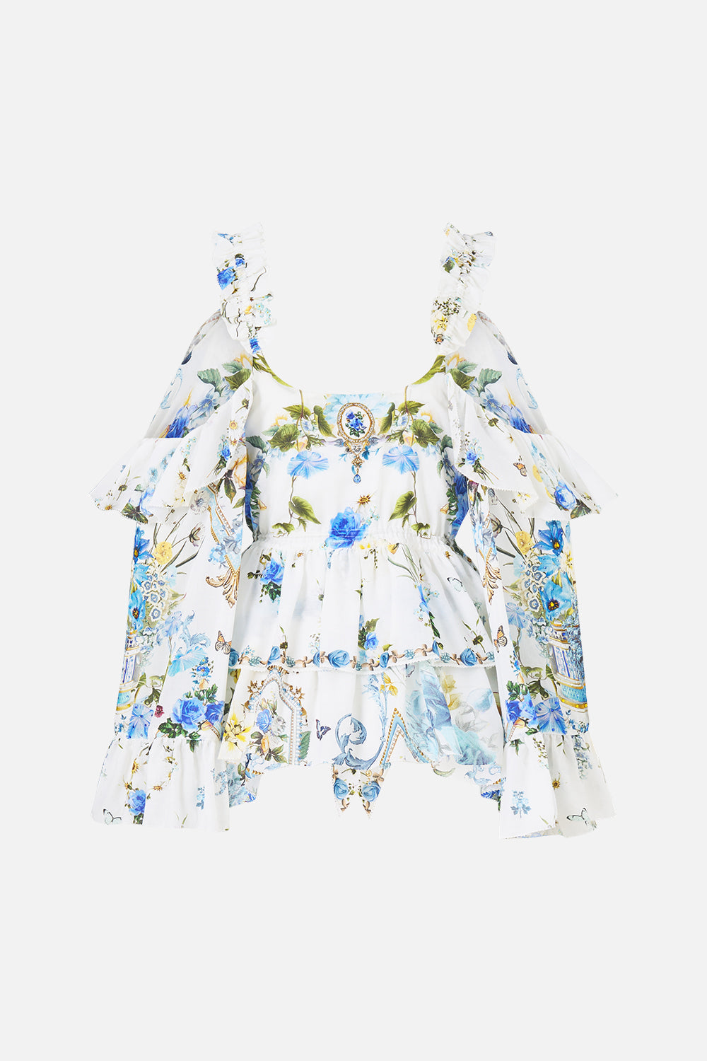 The CAMILLA LONG SLEEVE COLLARED SHIRT CLOAKED IN BAROQUE in our  print.