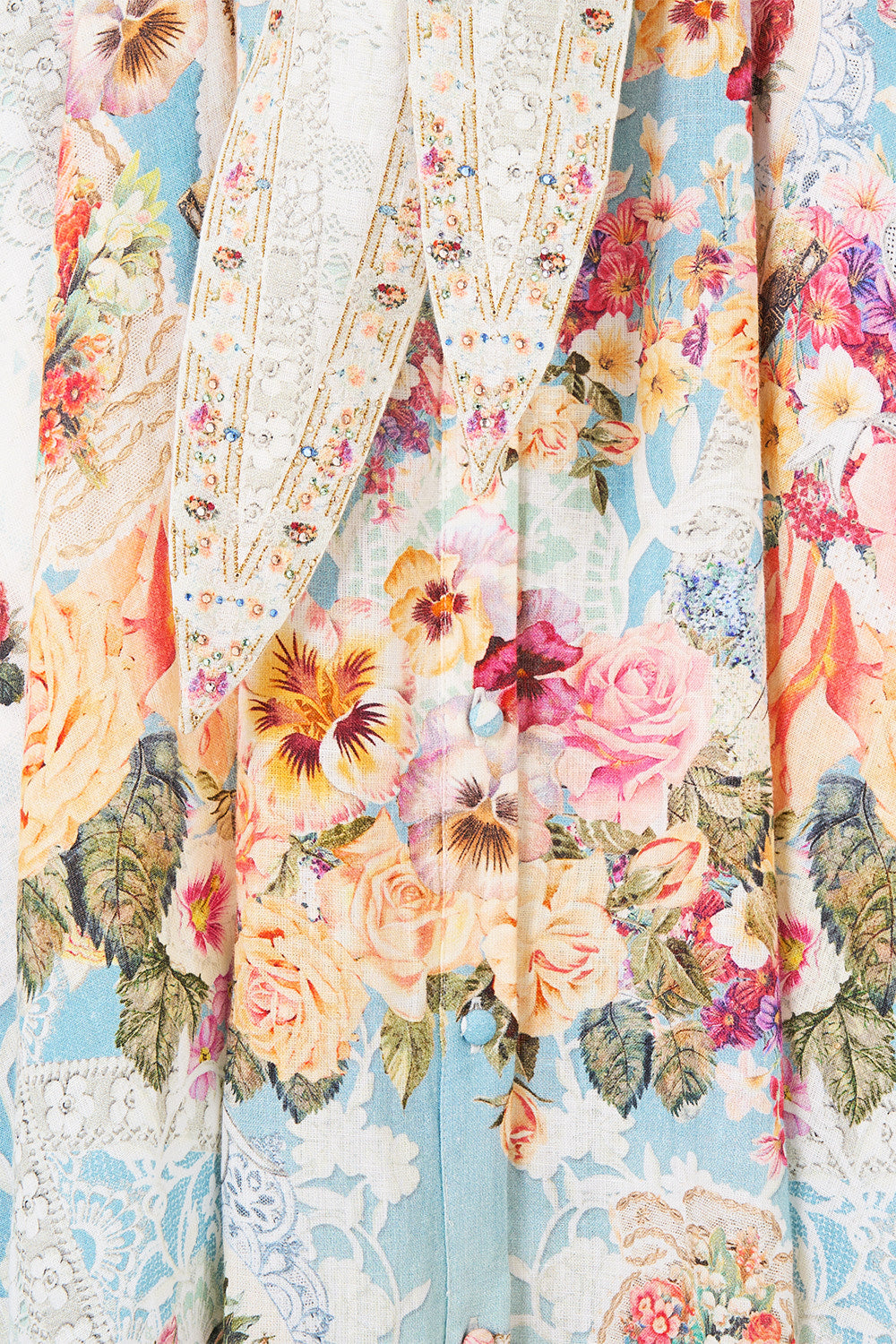 The CAMILLA SILK CHIFFON SHRUG LIVIN LA VIDA ROSA in our  print.