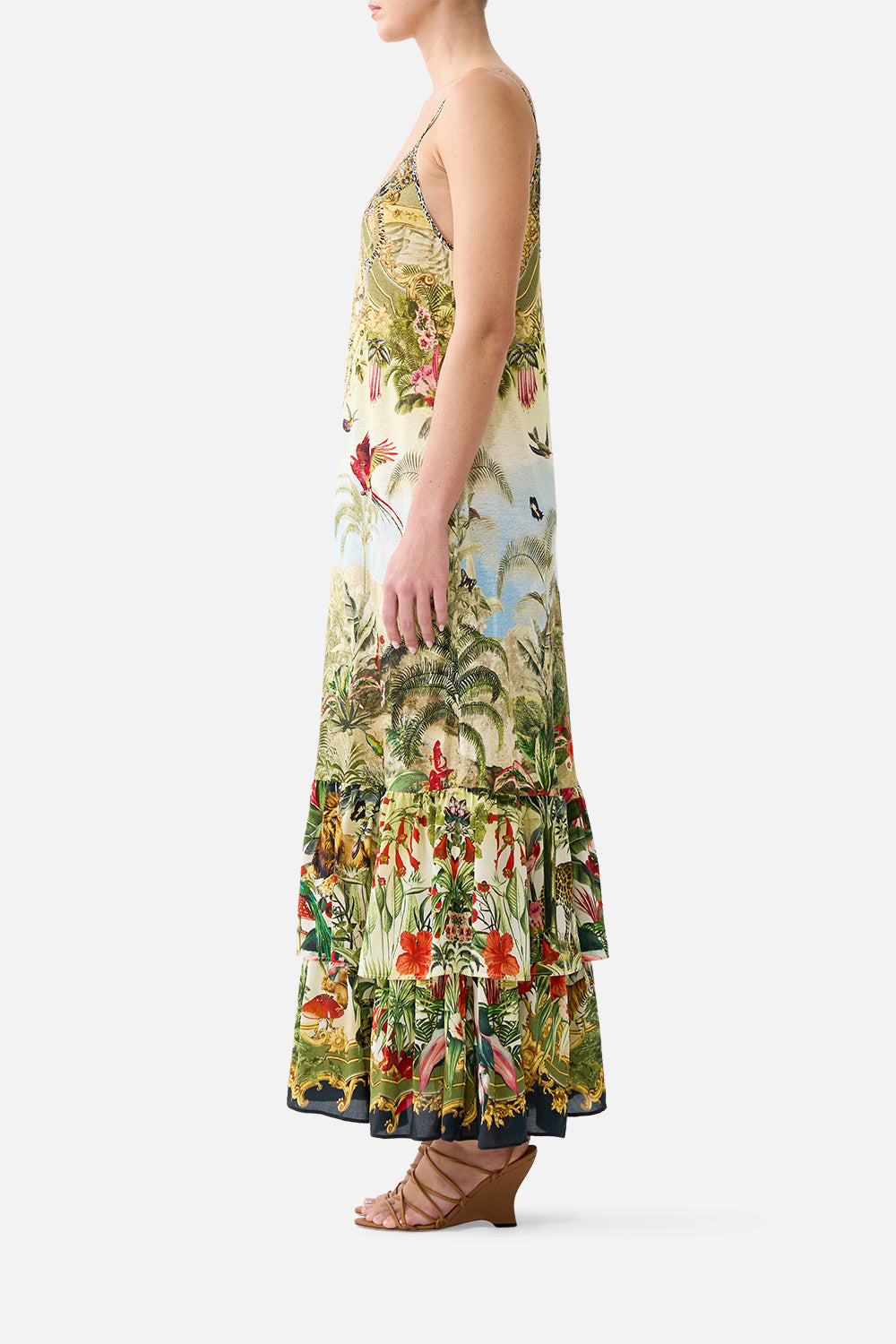 The CAMILLA Strappy Maxi Dress With Tiers Wanderlust Empire in our Wanderlust Empire print.