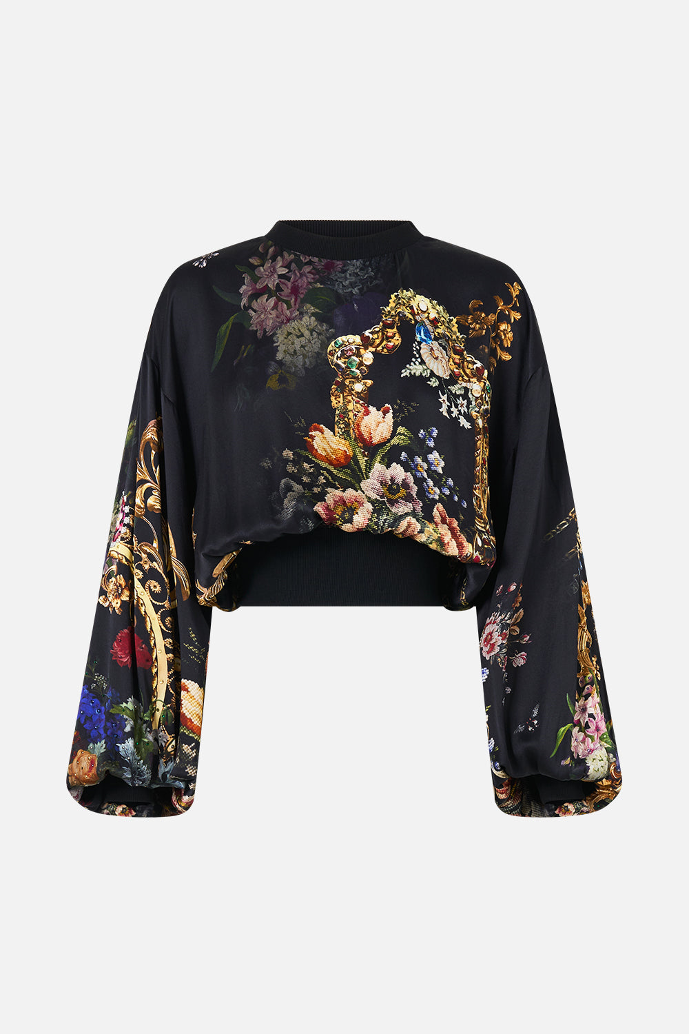 The CAMILLA RELAXED CROPPED CREW NECK JUMPER NIGHT GARDEN