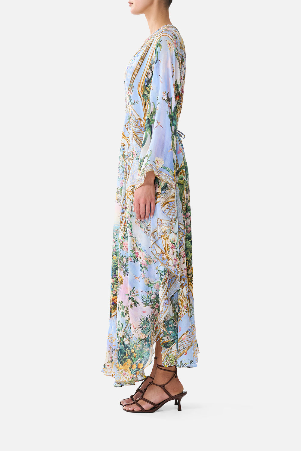 The CAMILLA Long Kaftan With Waist Detail Sisi Society in our Sisi Society print.