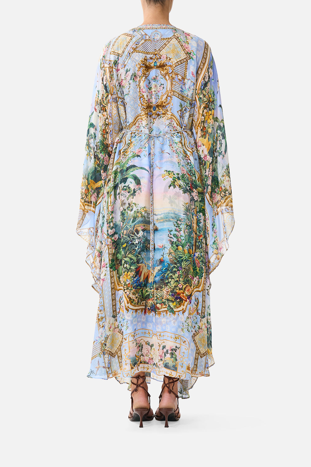 The CAMILLA Long Kaftan With Waist Detail Sisi Society in our Sisi Society print.