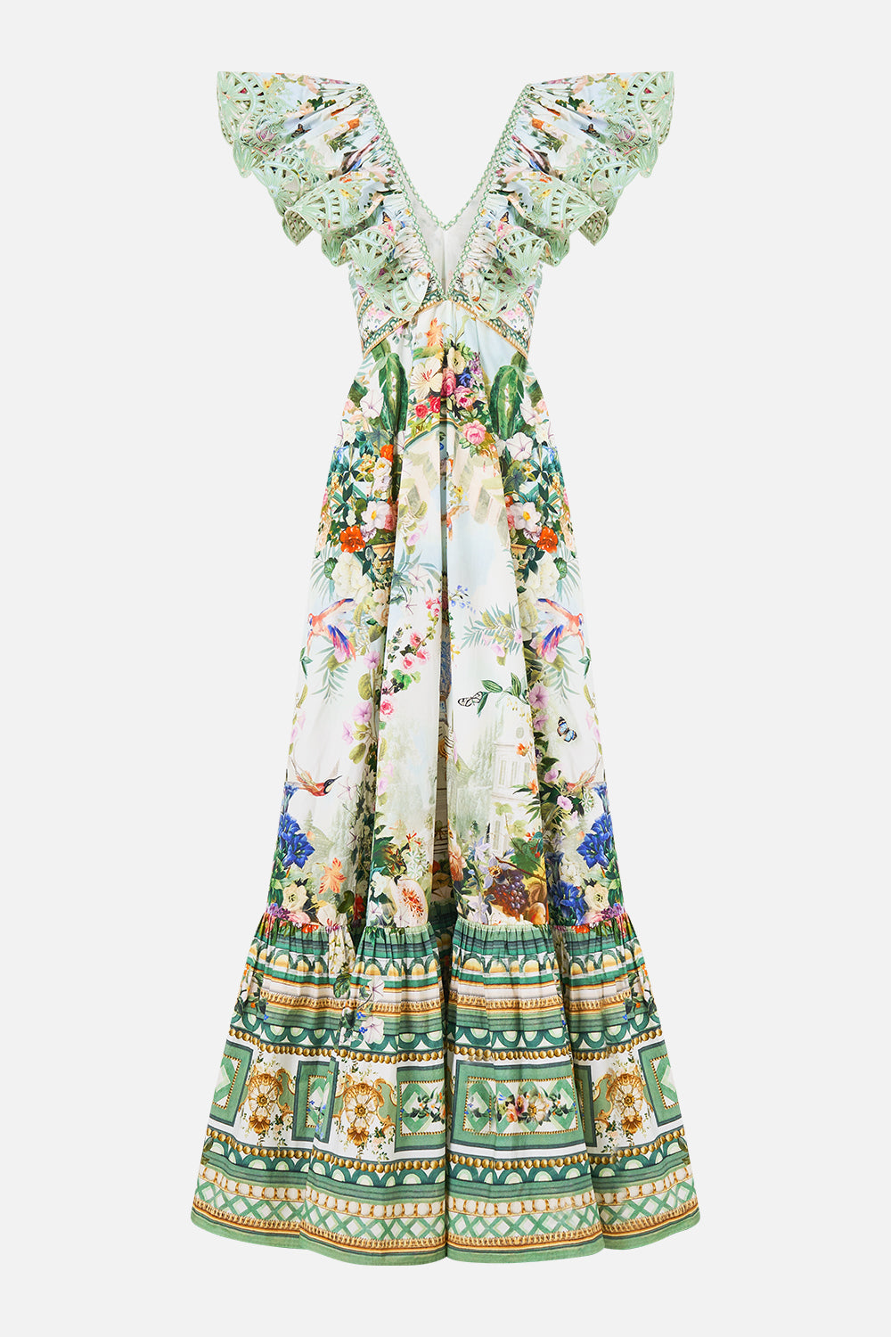 FRILL NECK DRESS WITH HARDWARE ART FOR THE EMPRESS