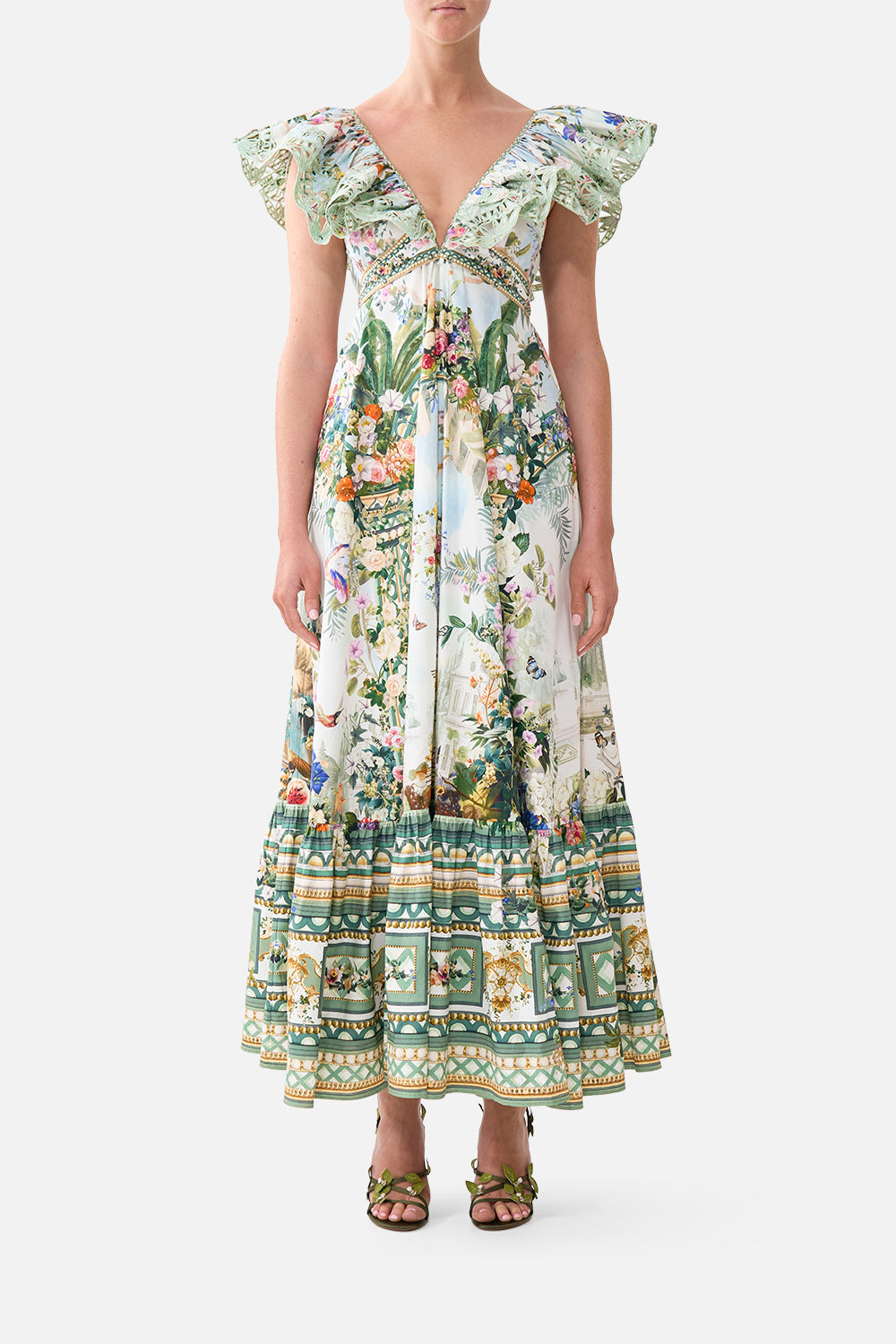 FRILL NECK DRESS WITH HARDWARE ART FOR THE EMPRESS