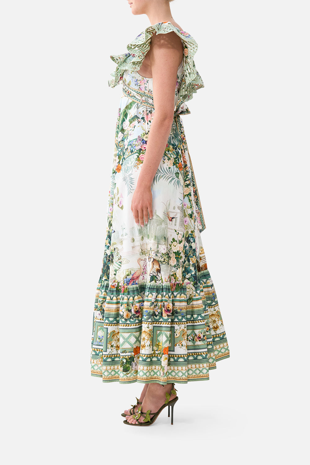 FRILL NECK DRESS WITH HARDWARE ART FOR THE EMPRESS