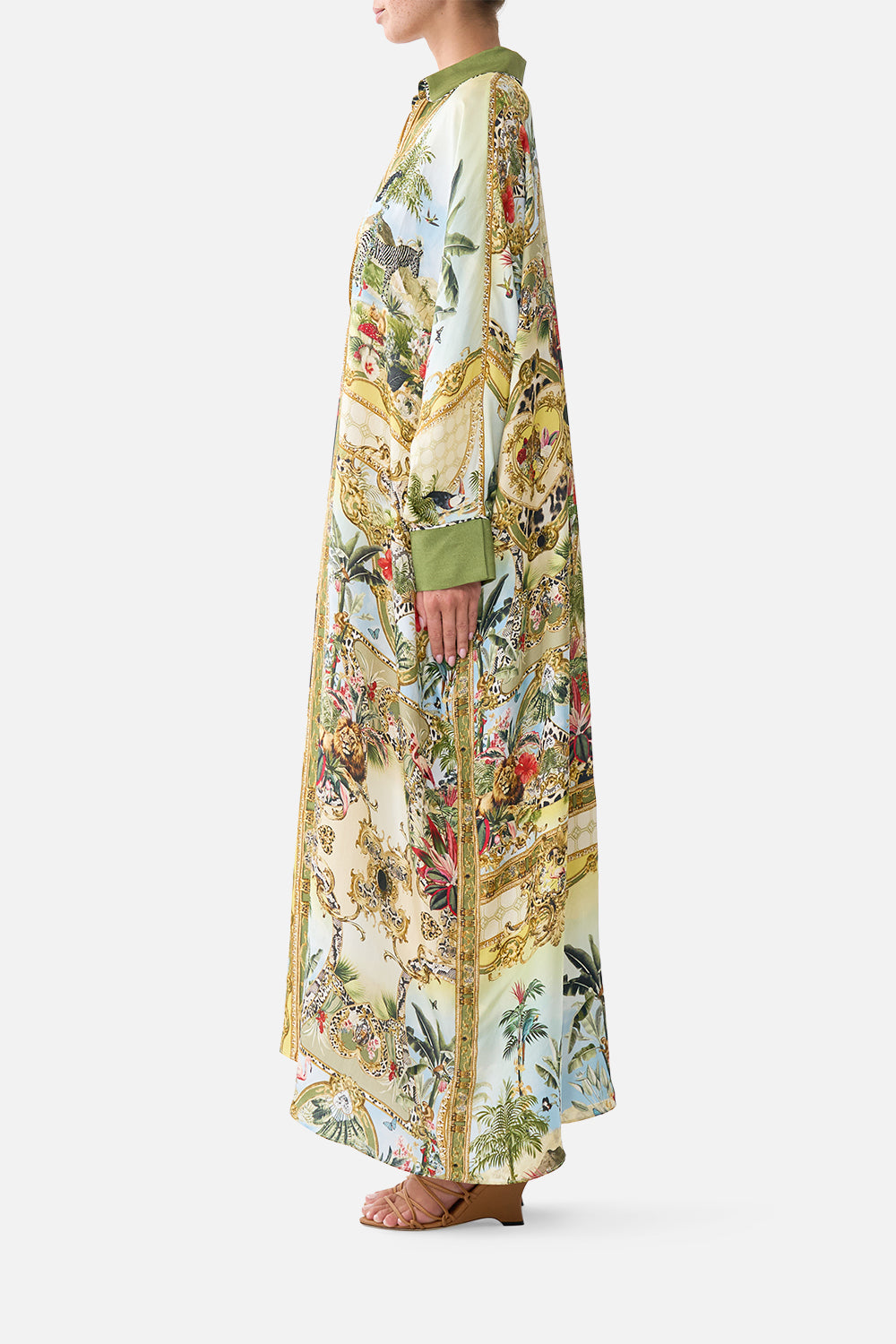 The CAMILLA Wing Collar Kaftan Wanderlust Empire in our Wanderlust Empire print.