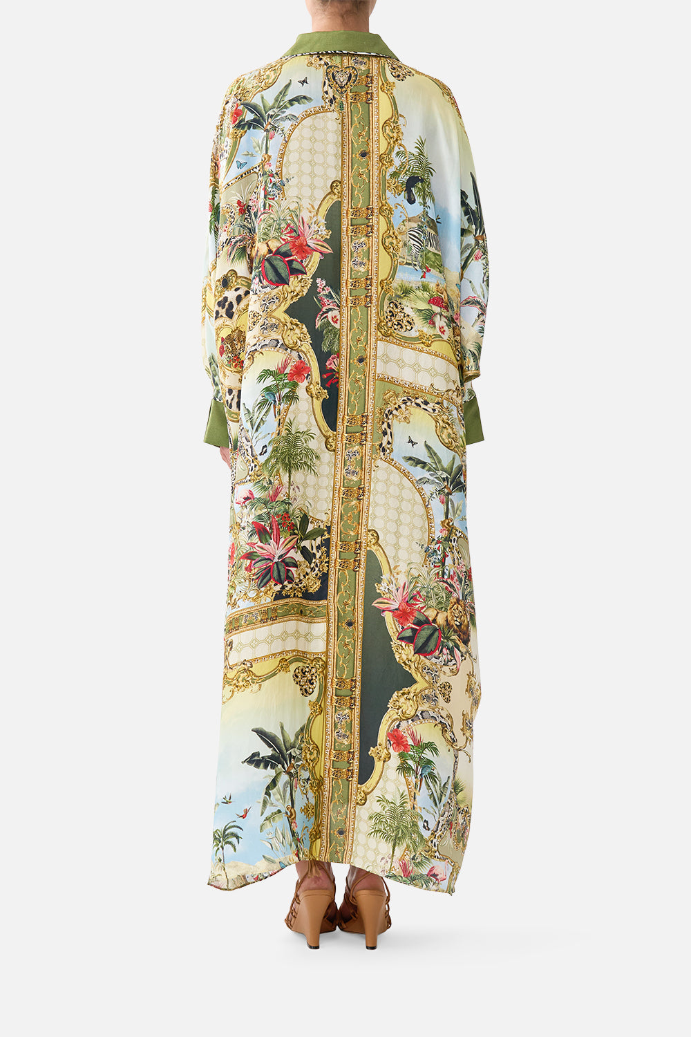 The CAMILLA Wing Collar Kaftan Wanderlust Empire in our Wanderlust Empire print.