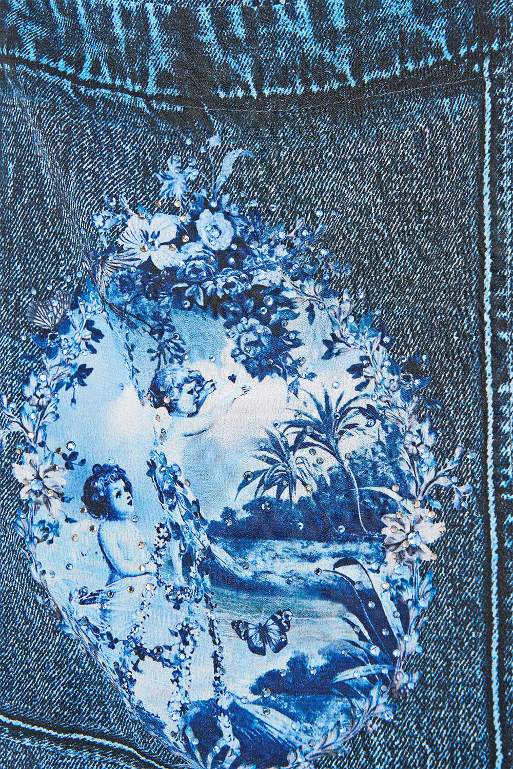 The CAMILLA Wide Leg Trouser With Front Pockets The Porcelain Parlour in our The Porcelain Parlour print.