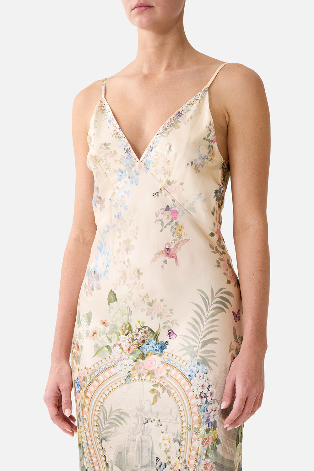 V NECK FULL LENGTH BIAS SLIP DRESS MIDSUMMER MASTERPIECE