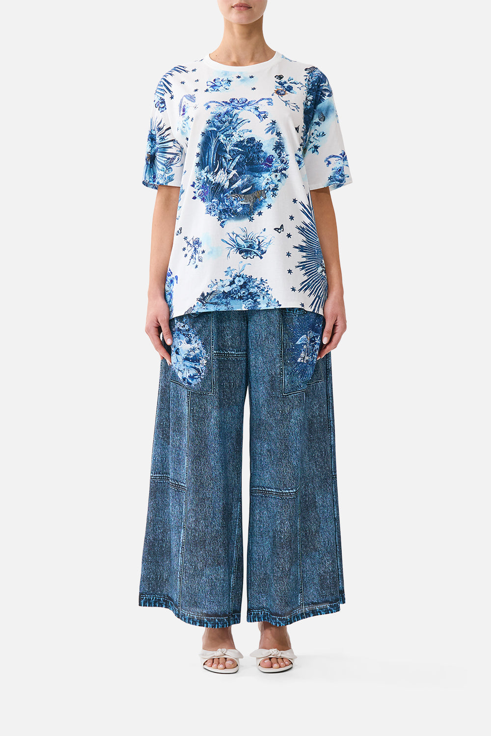 The CAMILLA Oversized Band Tee The Porcelain Parlour in our The Porcelain Parlour print.