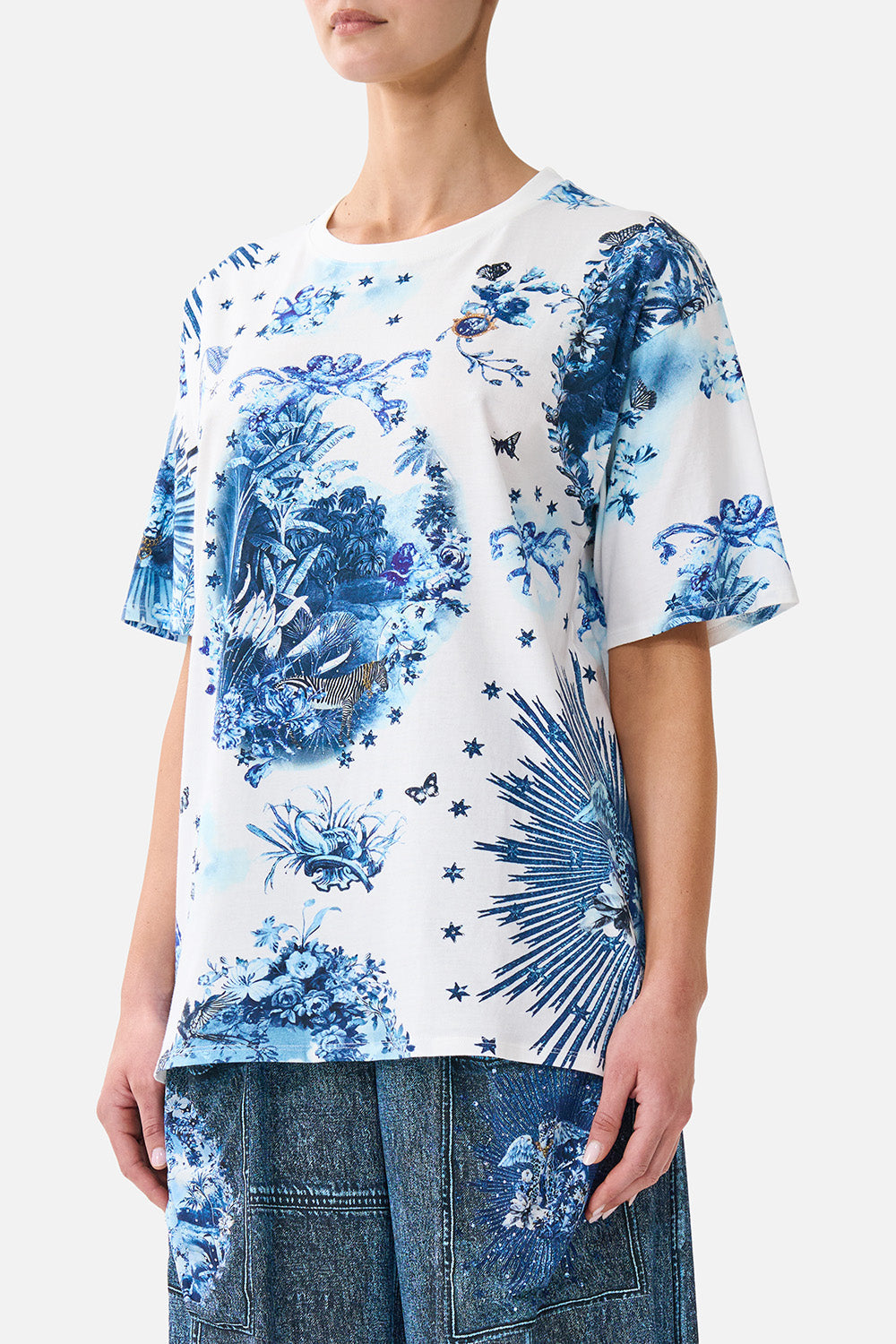 The CAMILLA Oversized Band Tee The Porcelain Parlour in our The Porcelain Parlour print.