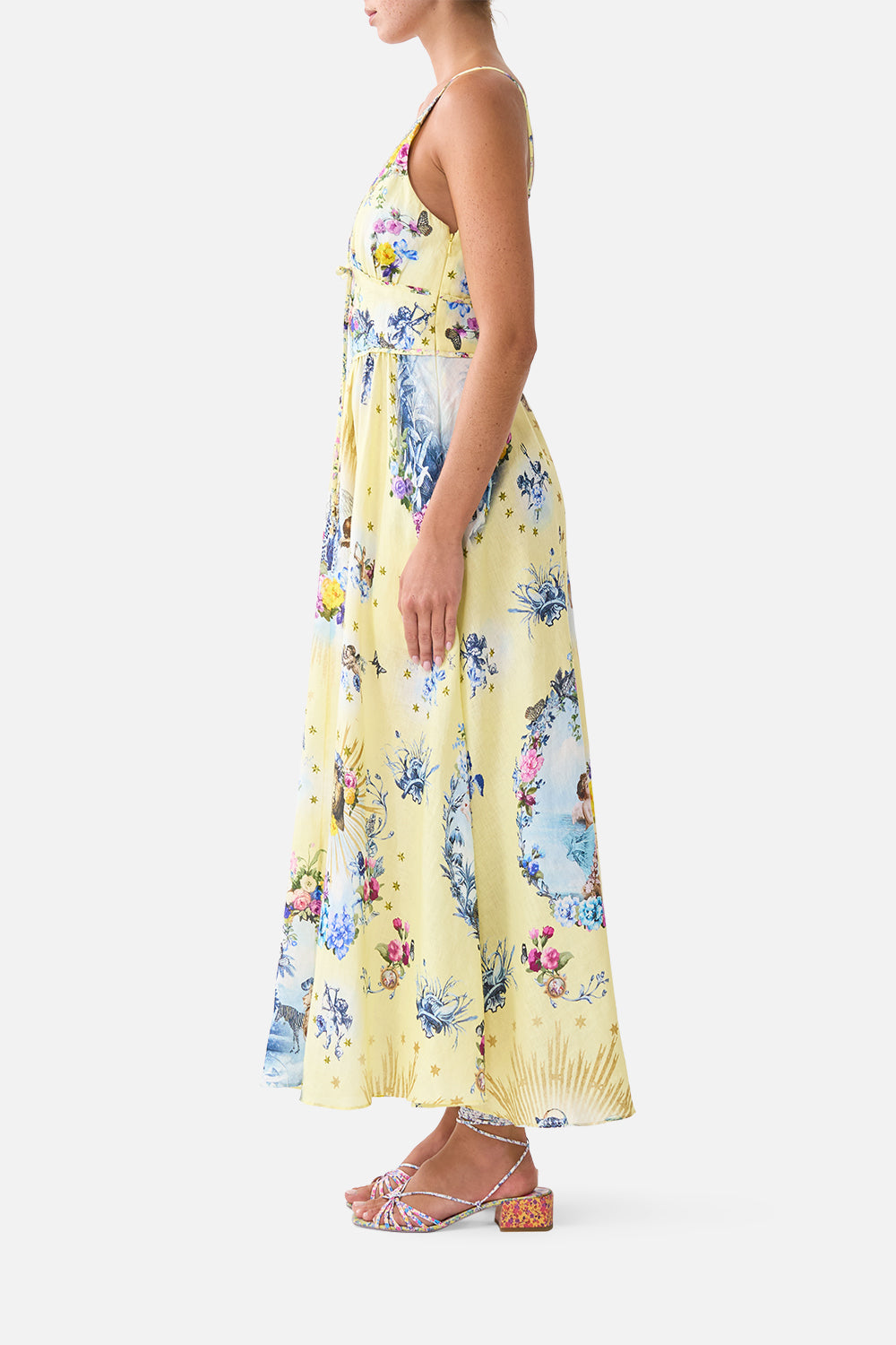 The CAMILLA Waistband Dress With Tie Detail Chinoiserie Child in our Chinoiserie Child print.