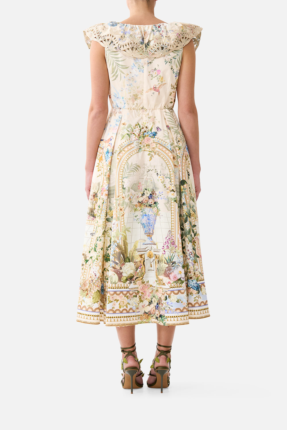 V NECK FRILL MIDI DRESS MIDSUMMER MASTERPIECE