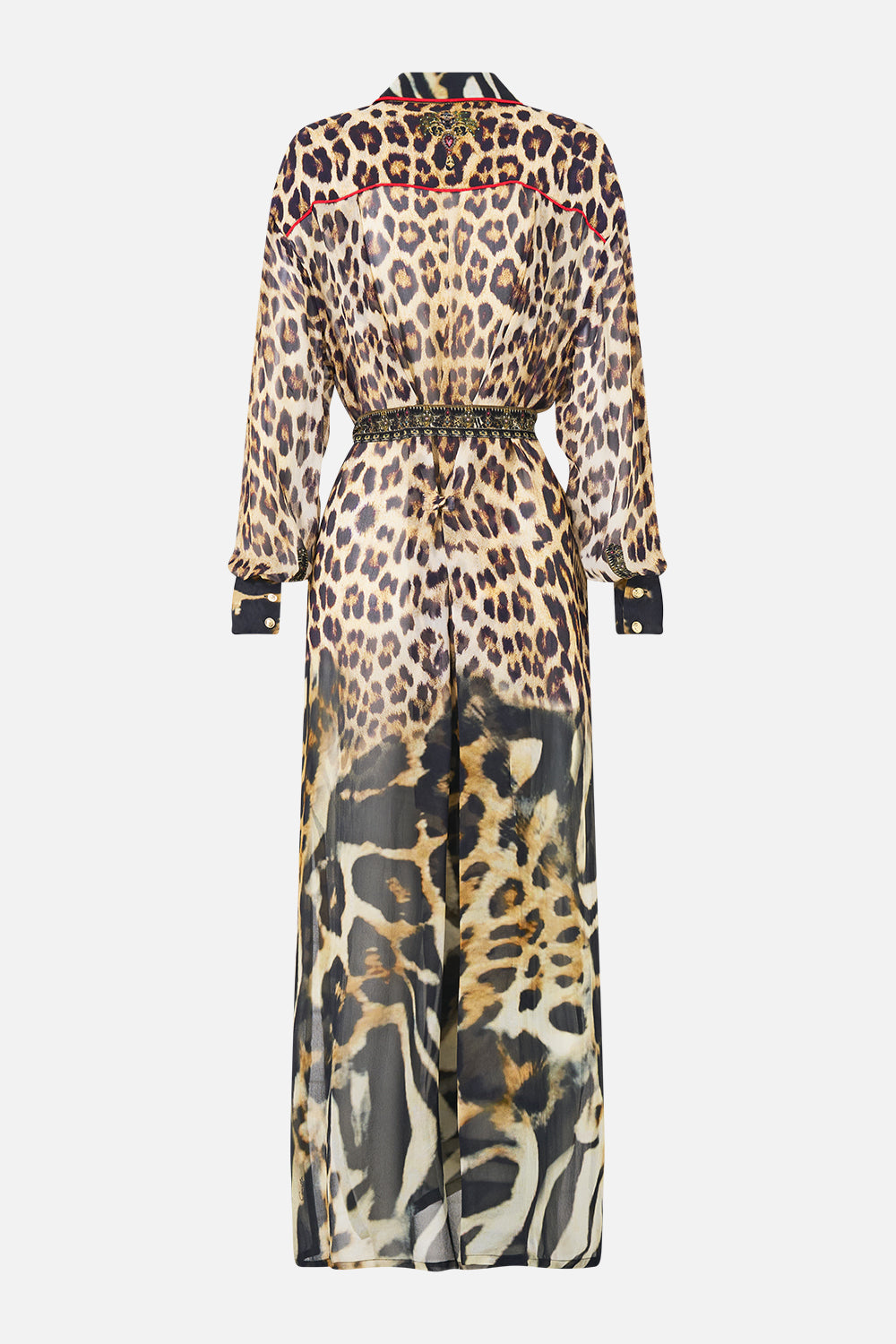 The CAMILLA Button Front Long Dress Leotigra Land in our Leotigra Land print.