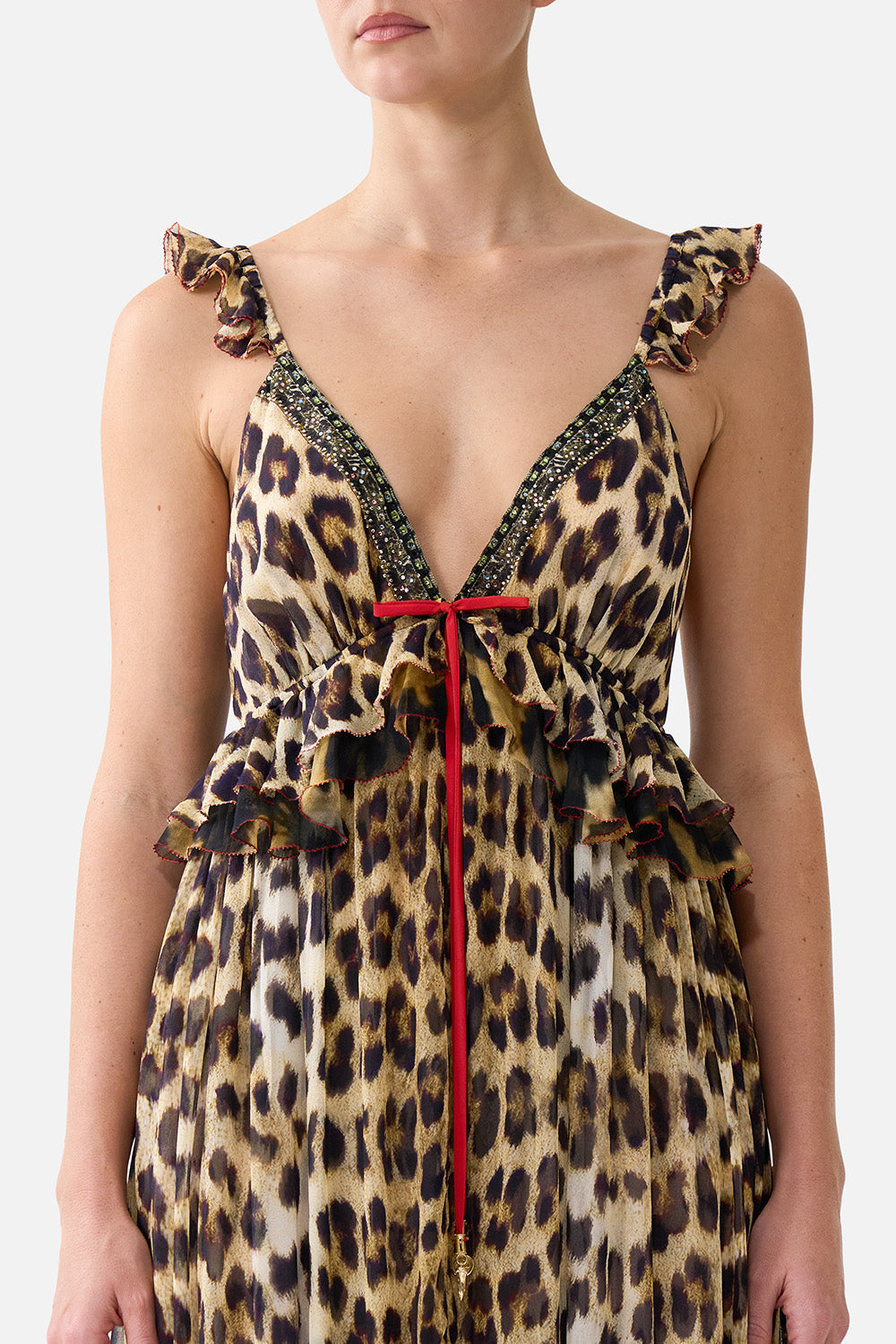 FRILL BRALETTE LONG DRESS LEOTIGRA LAND
