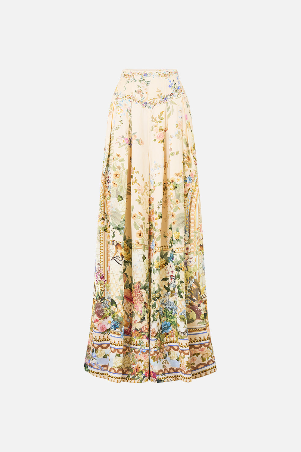 The CAMILLA ASYMMETRIC FRILL PANELLED DRESS WILDFLOWER WUNDERLAND in our  print.