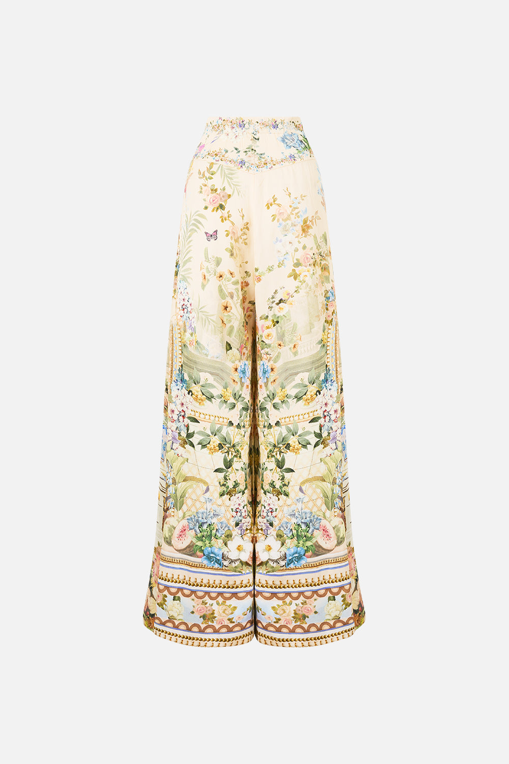 The CAMILLA ASYMMETRIC FRILL PANELLED DRESS WILDFLOWER WUNDERLAND in our  print.