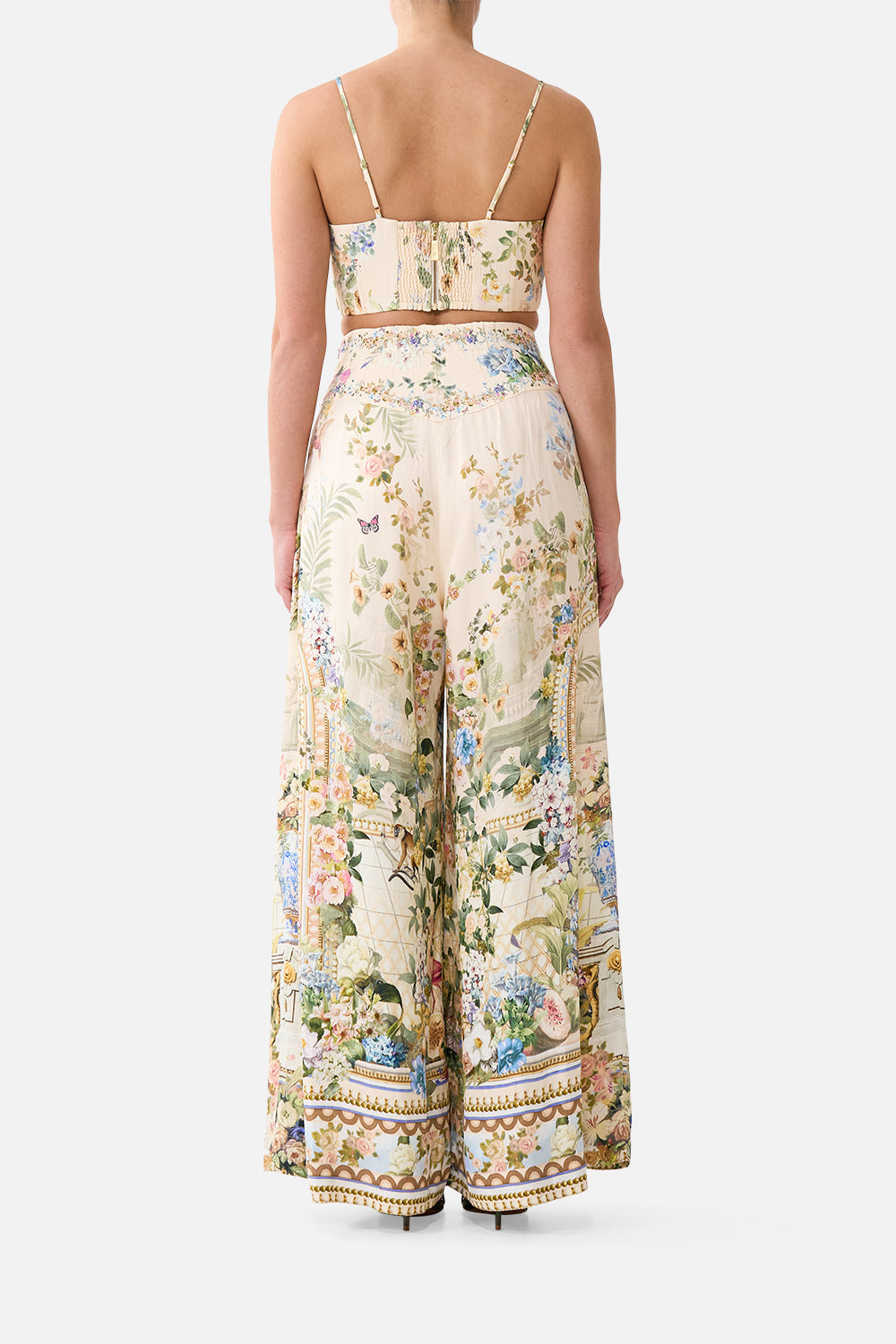 The CAMILLA ASYMMETRIC FRILL PANELLED DRESS WILDFLOWER WUNDERLAND in our  print.