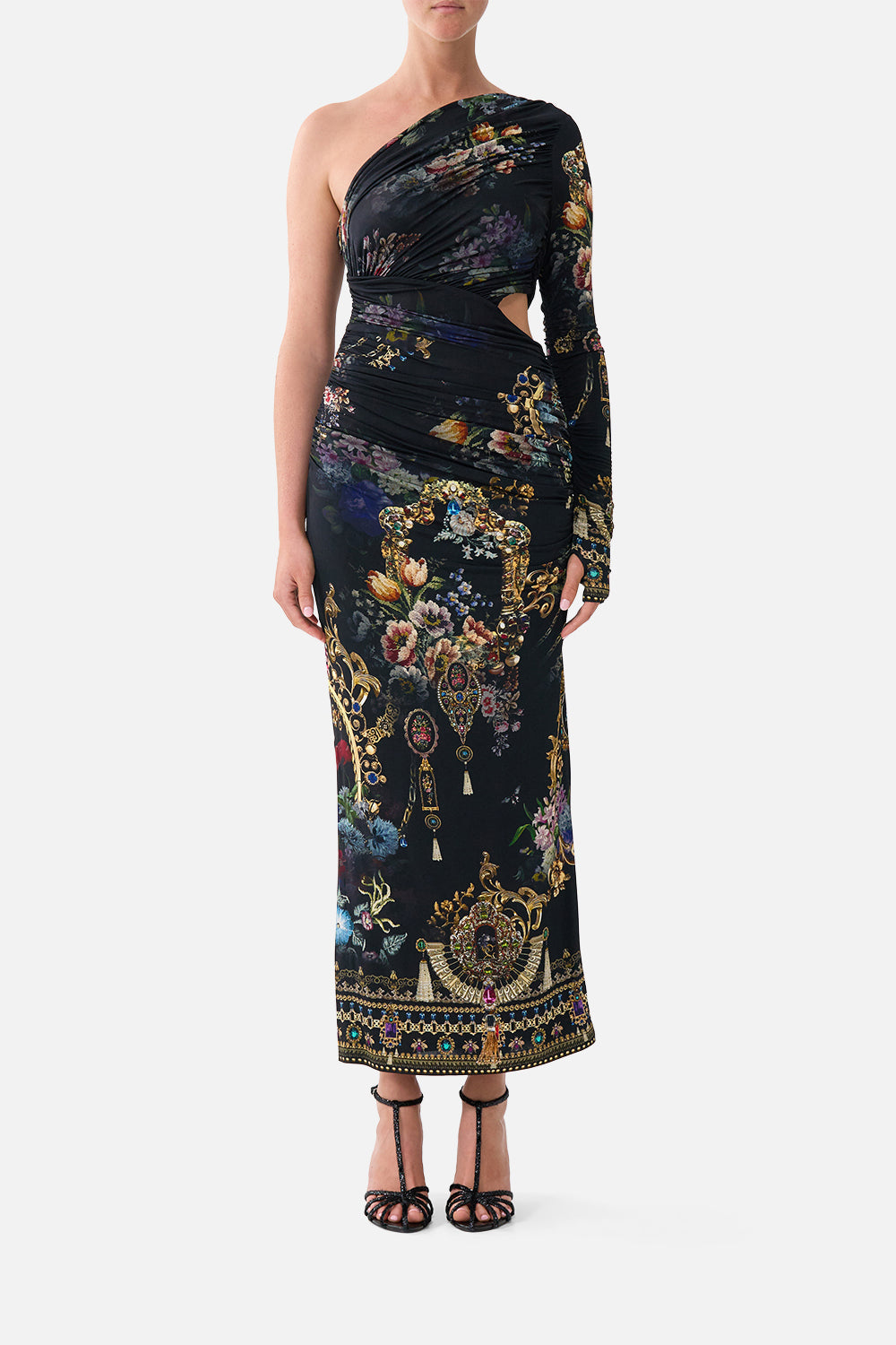 The CAMILLA REVERSIBLE HALTER TIE BACK TOP WILDFLOWER WUNDERLAND in our  print.