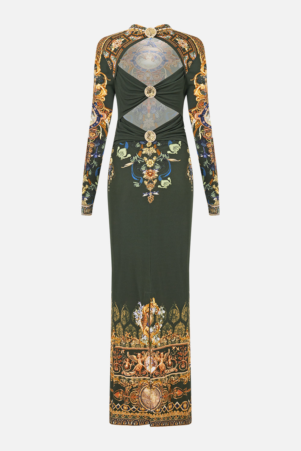 The CAMILLA Back Detail Jersey Dress in our The Secession Sessions print, back view.