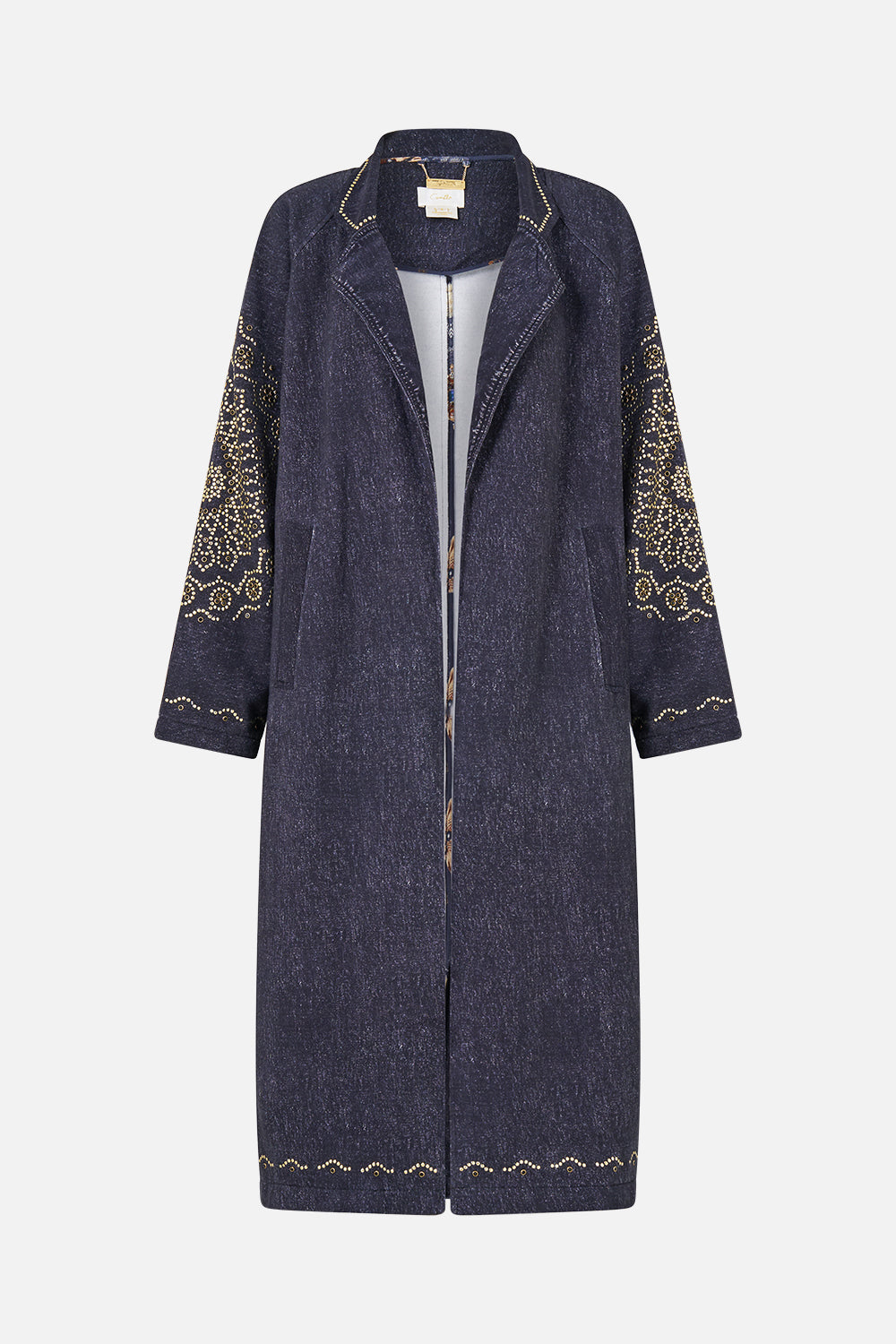 The CAMILLA Sweat-Trench Coat in our Cloaked in Baroque print, front view.