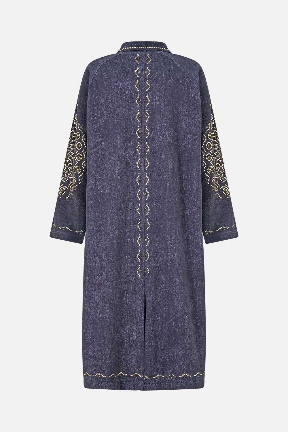 The CAMILLA Sweat-Trench Coat in our Cloaked in Baroque print, back view.