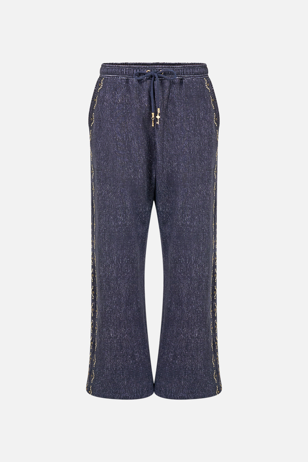 The CAMILLA Straight Leg Track Pant in our Cloaked in Baroque print, front view.