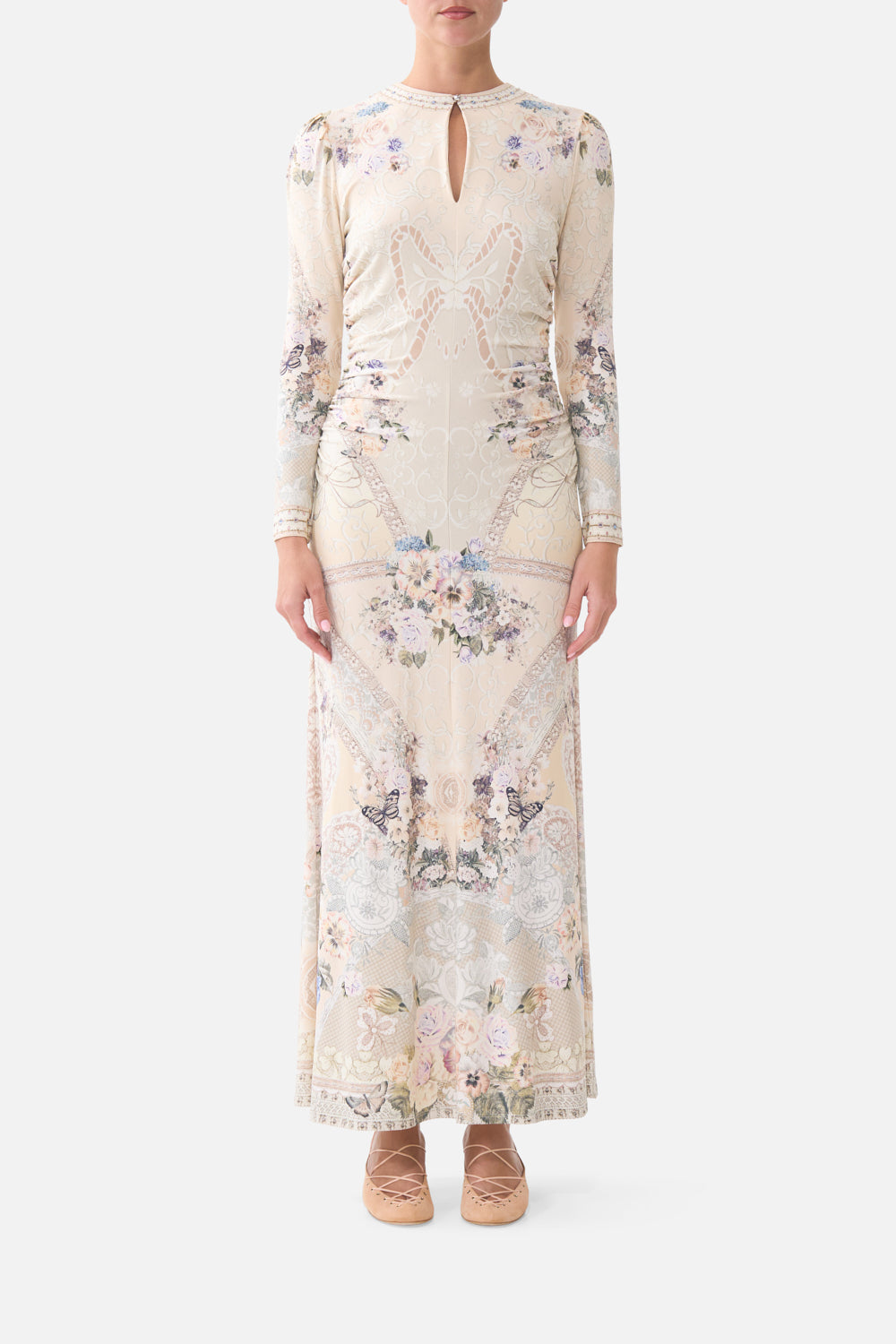 The CAMILLA LACE SLEEVE MINI DRESS TORERO LIBERTINE in our TORERO LIBERTINE print.