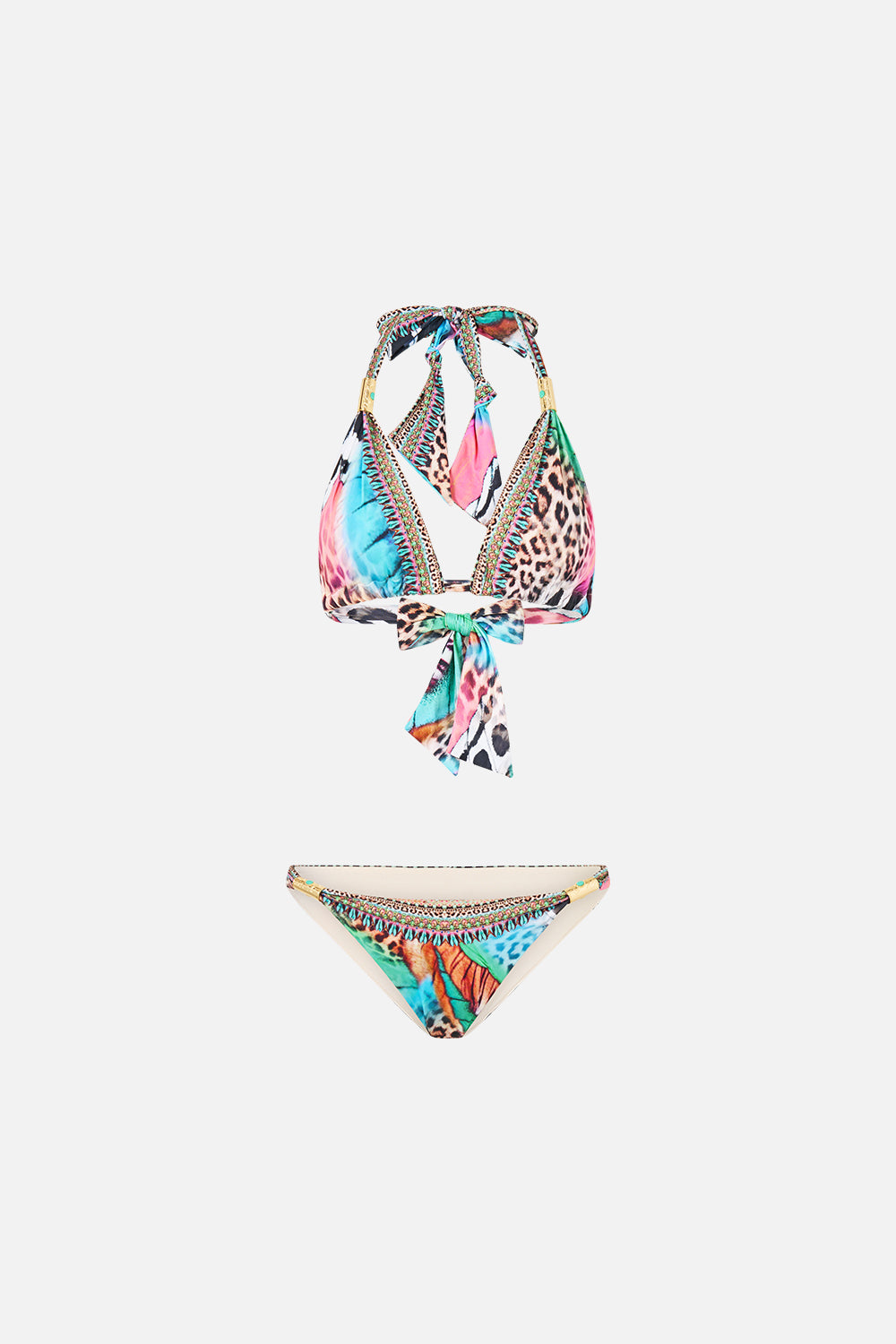 The CAMILLA SOFT THICK TIE TRI BIKINI SET WITH TRIMS BUTTERFLY BOHEMIA