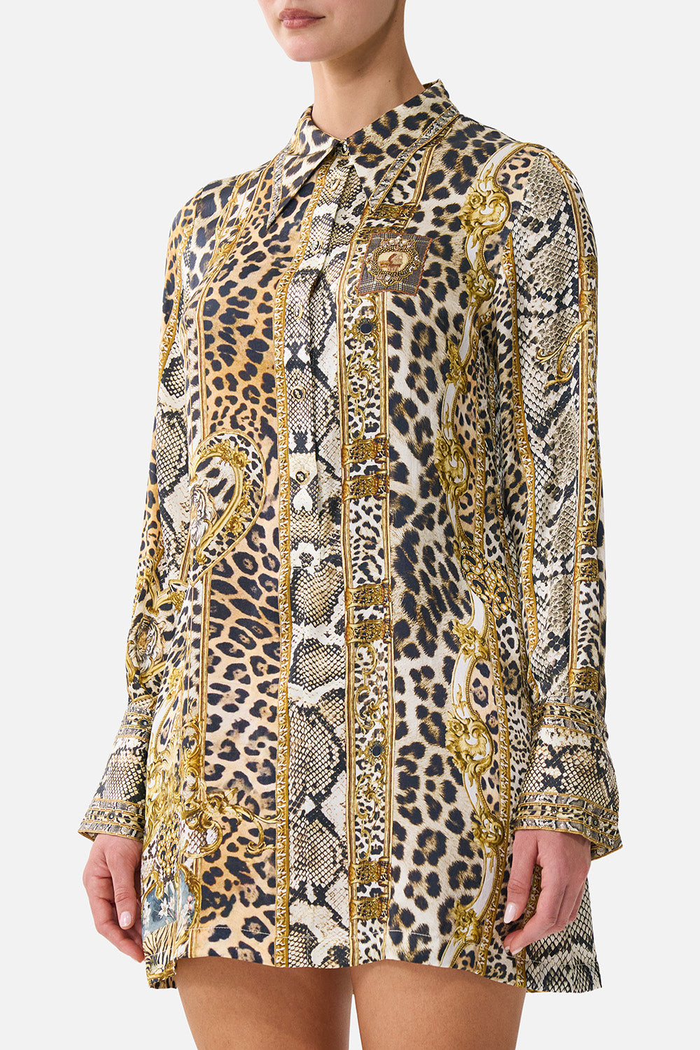 The CAMILLA MINI SHIRT DRESS LEOPARD LIBERTINE
