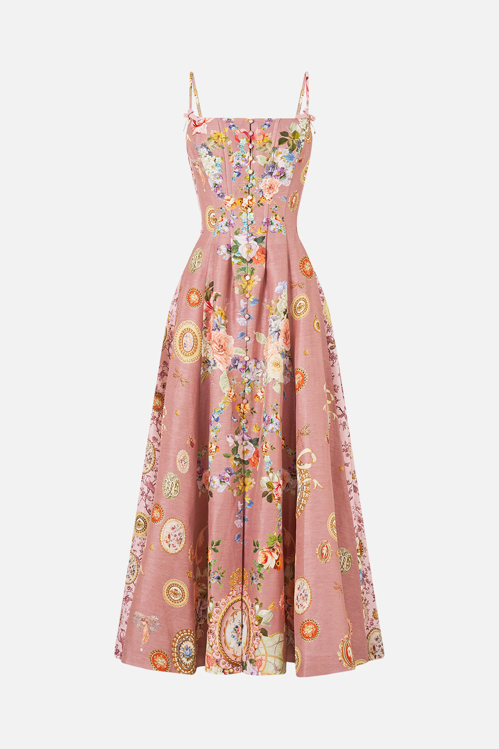 CORSET DRESS WITH LONG FLARED SKIRT CHAMBER OF BLOOMS