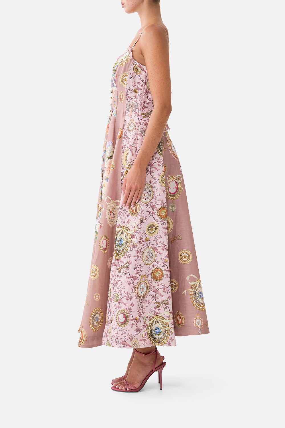 CORSET DRESS WITH LONG FLARED SKIRT CHAMBER OF BLOOMS