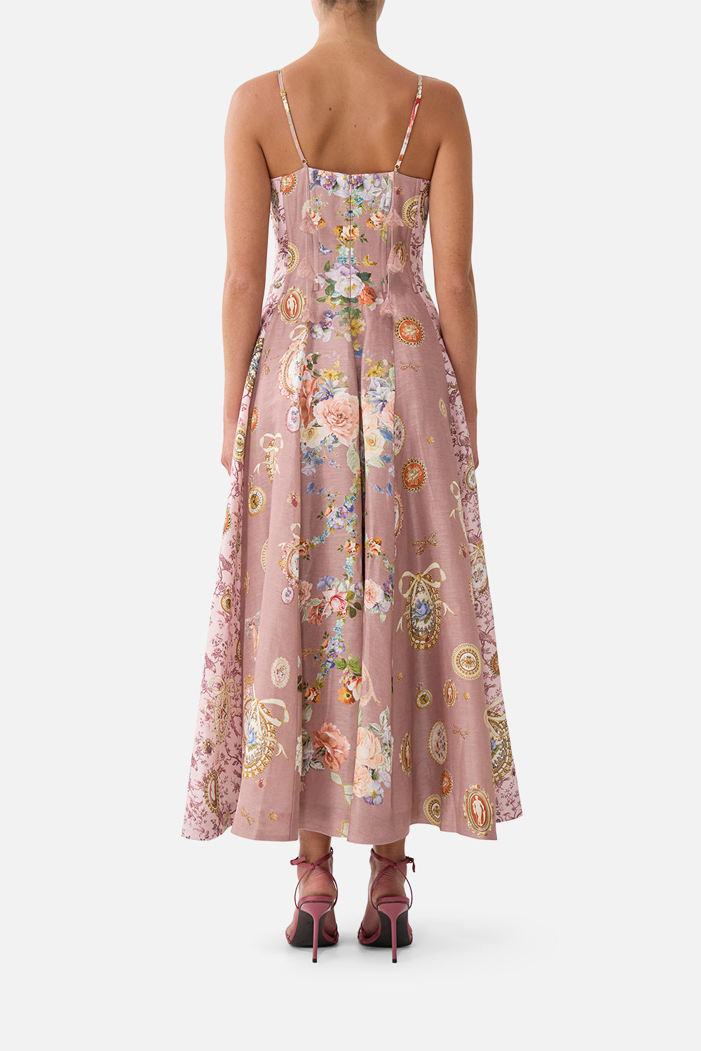 CORSET DRESS WITH LONG FLARED SKIRT CHAMBER OF BLOOMS