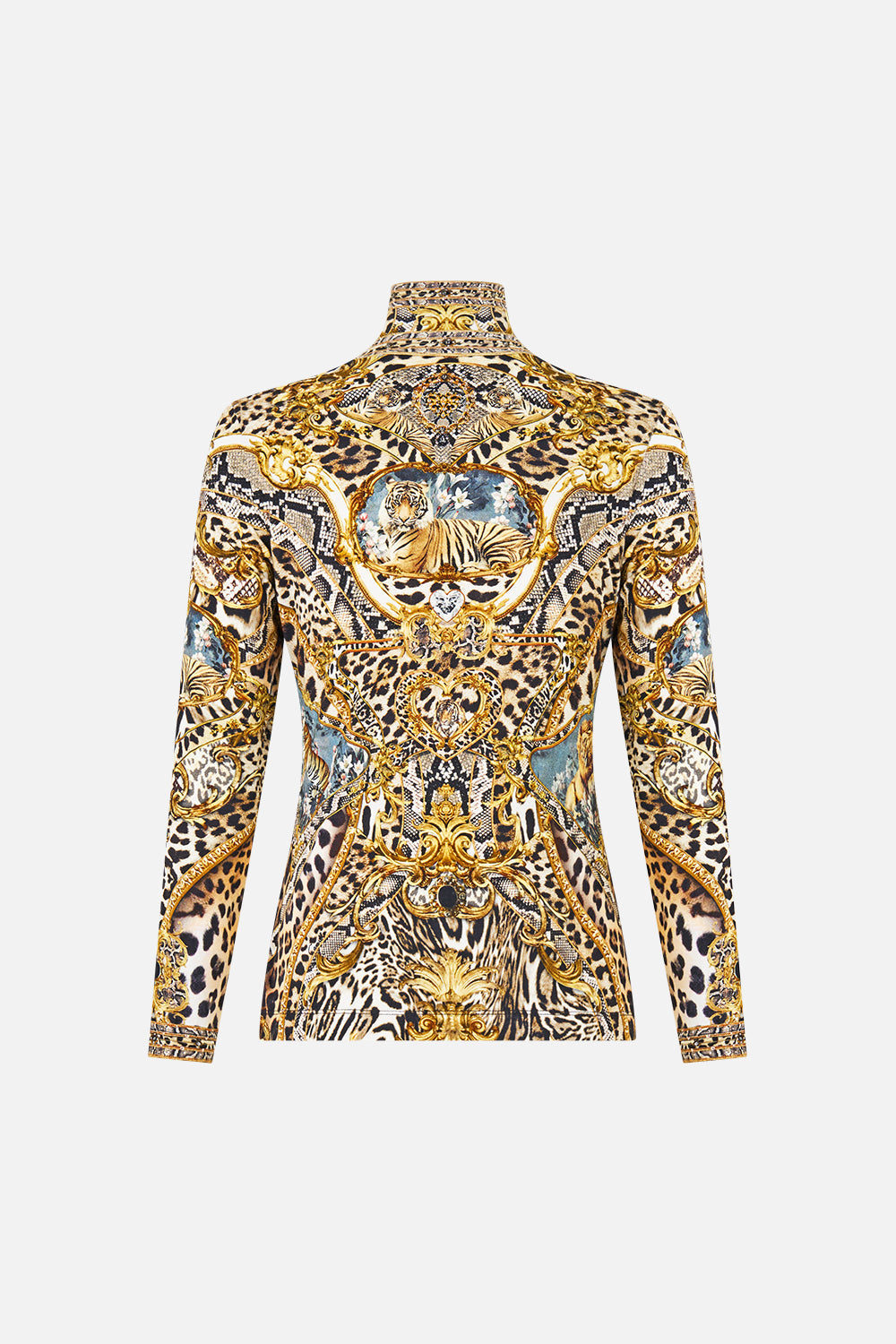 The CAMILLA Jersey Turtleneck Leopard Libertine in our Leopard Libertine print.