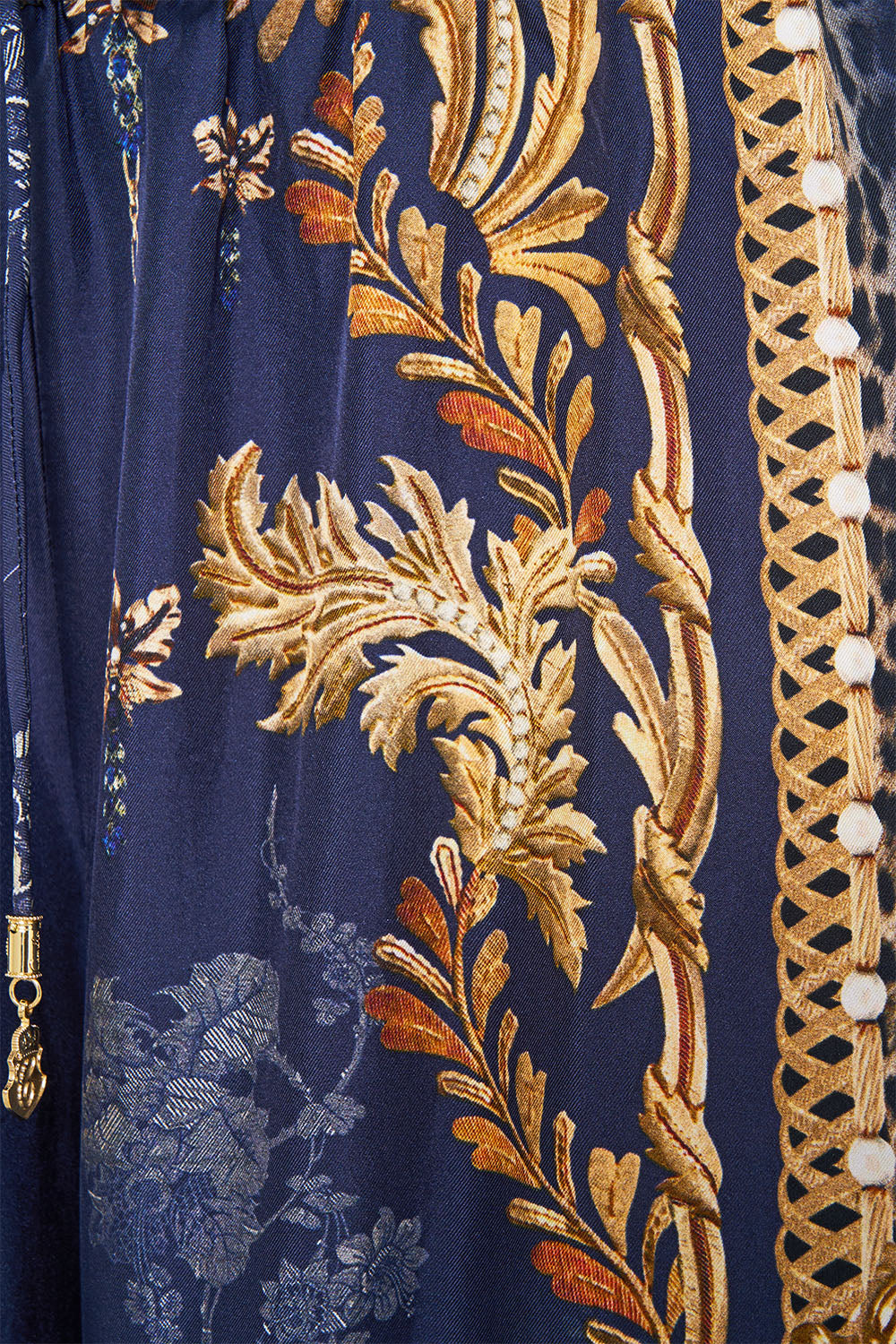 The CAMILLA Straight Leg Pant in our Cloaked in Baroque print, fabric detail.
