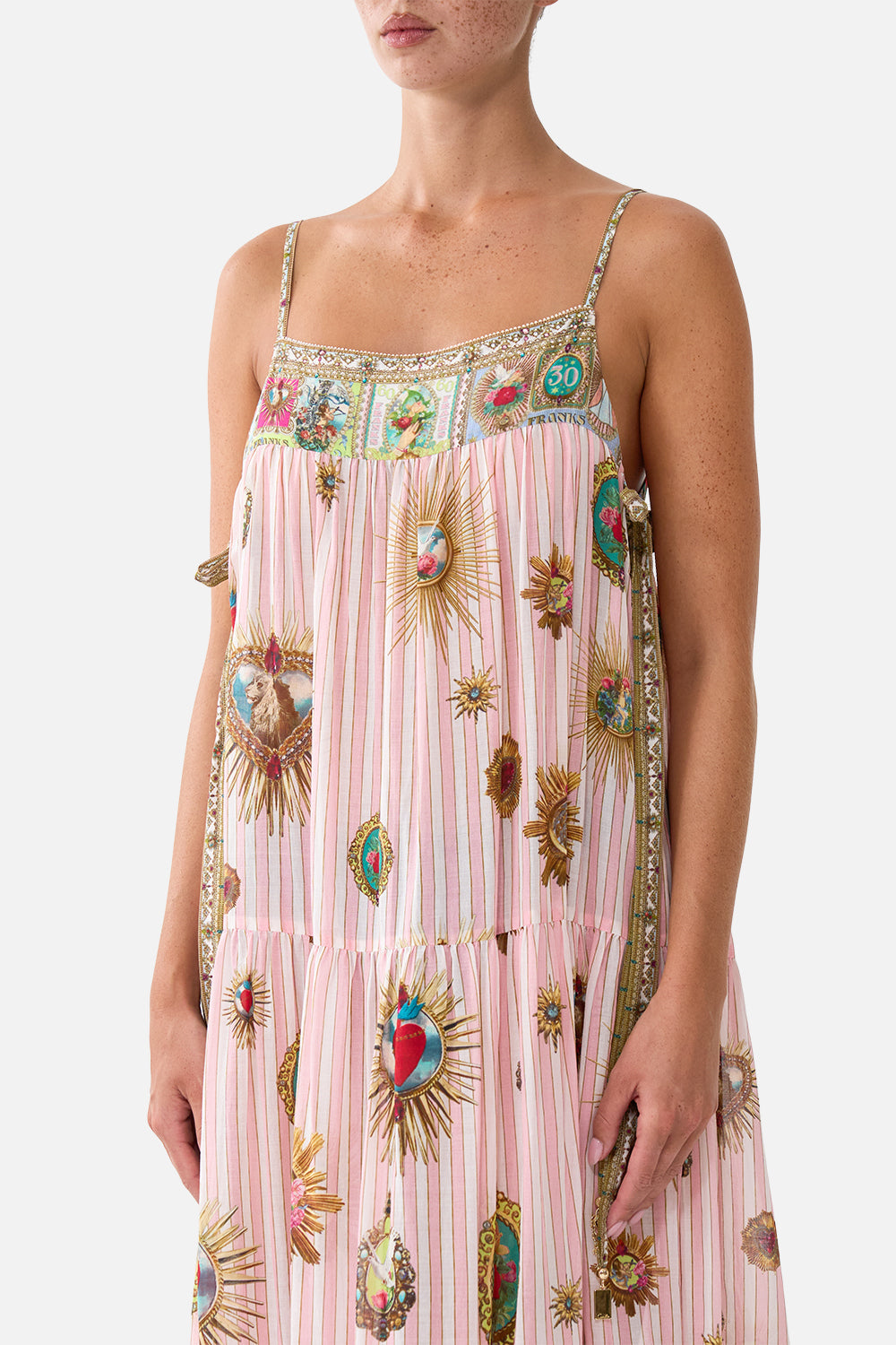 LONG TIERED DRESS WITH BOW TIES PAINTED PRAYERS