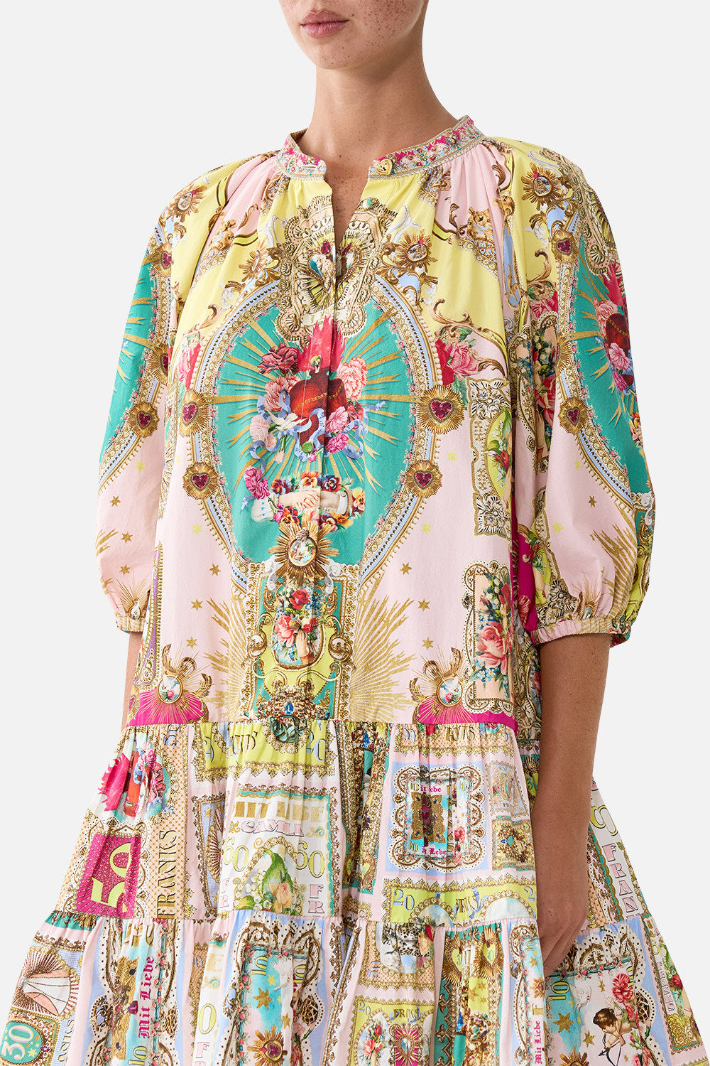 The CAMILLA PUFF SLEEVE SHIRT DRESS PAINTED PRAYERS