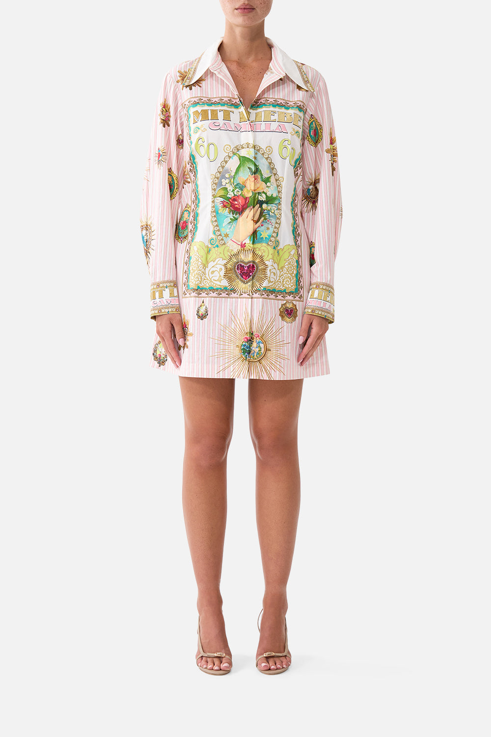 The CAMILLA SHIRT DRESS WITH A LINE SKIRT PAINTED PRAYERSPAINTED PRAYERS