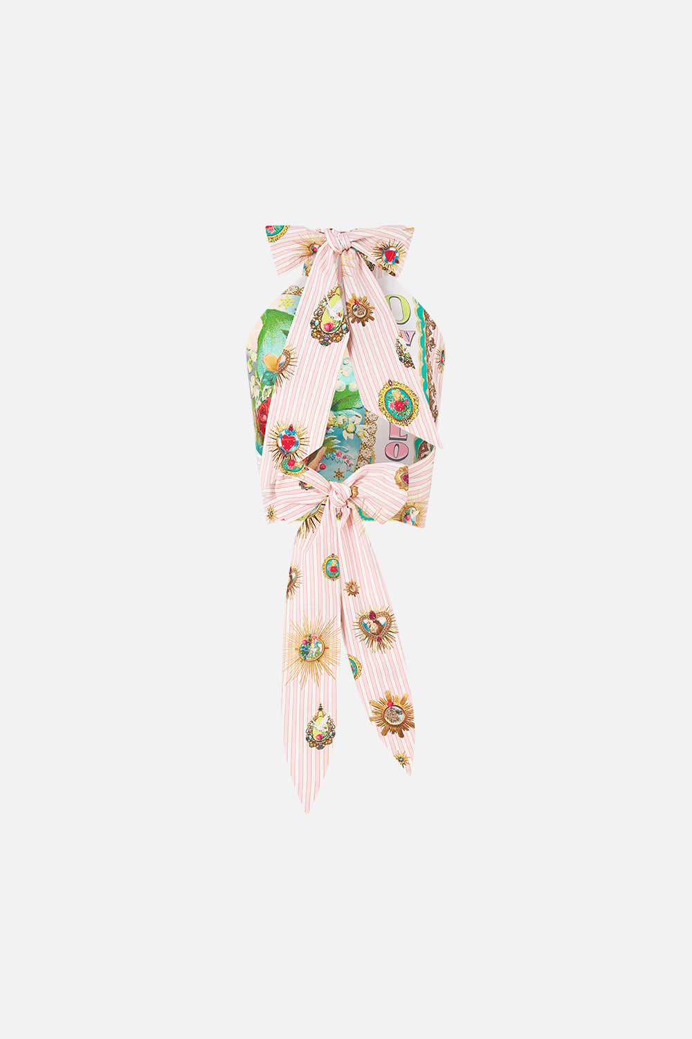 The CAMILLA REVERSIBLE HALTER TIE BACK TOP PAINTED PRAYERS
