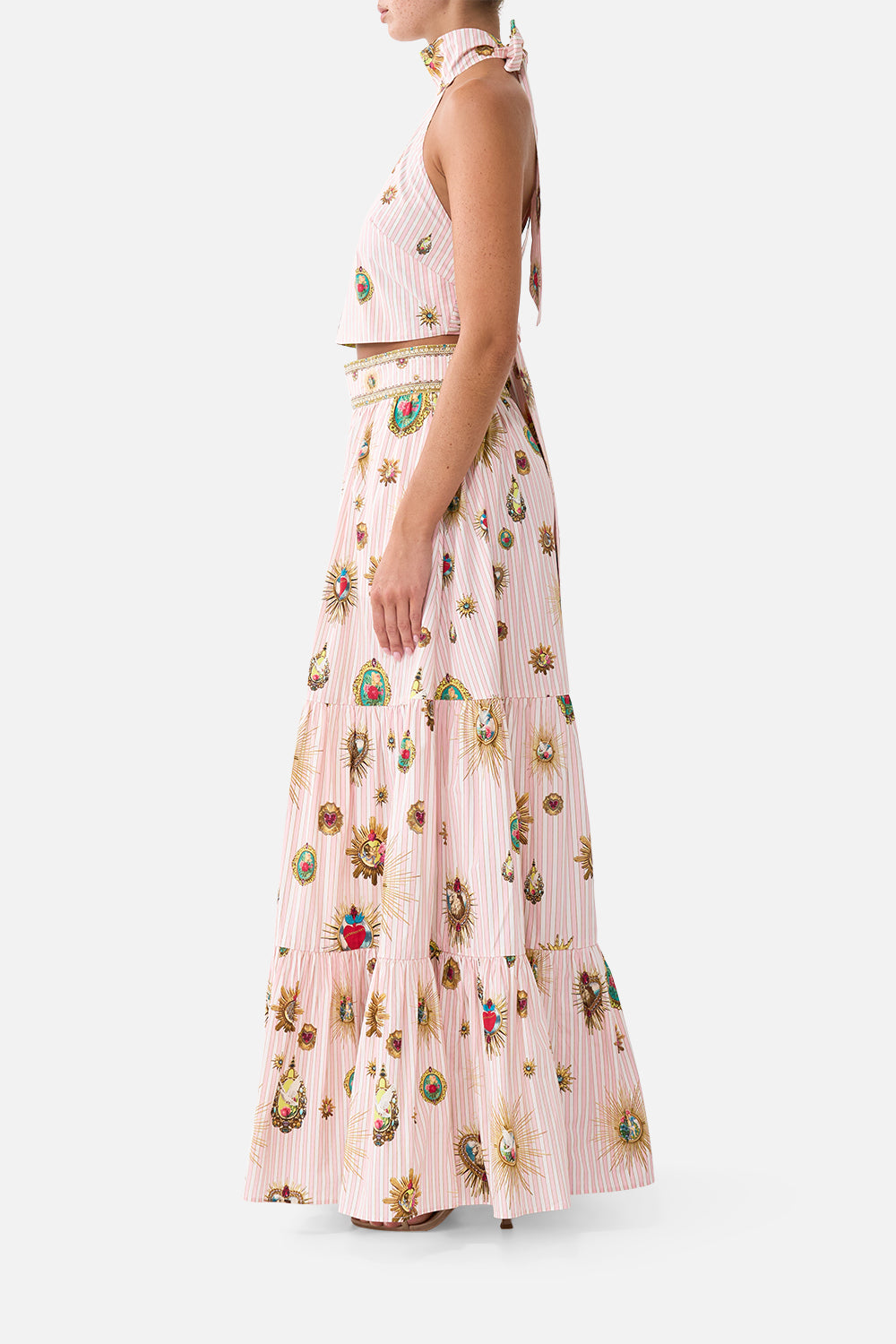 The CAMILLA REVERSIBLE HALTER TIE BACK TOP PAINTED PRAYERS